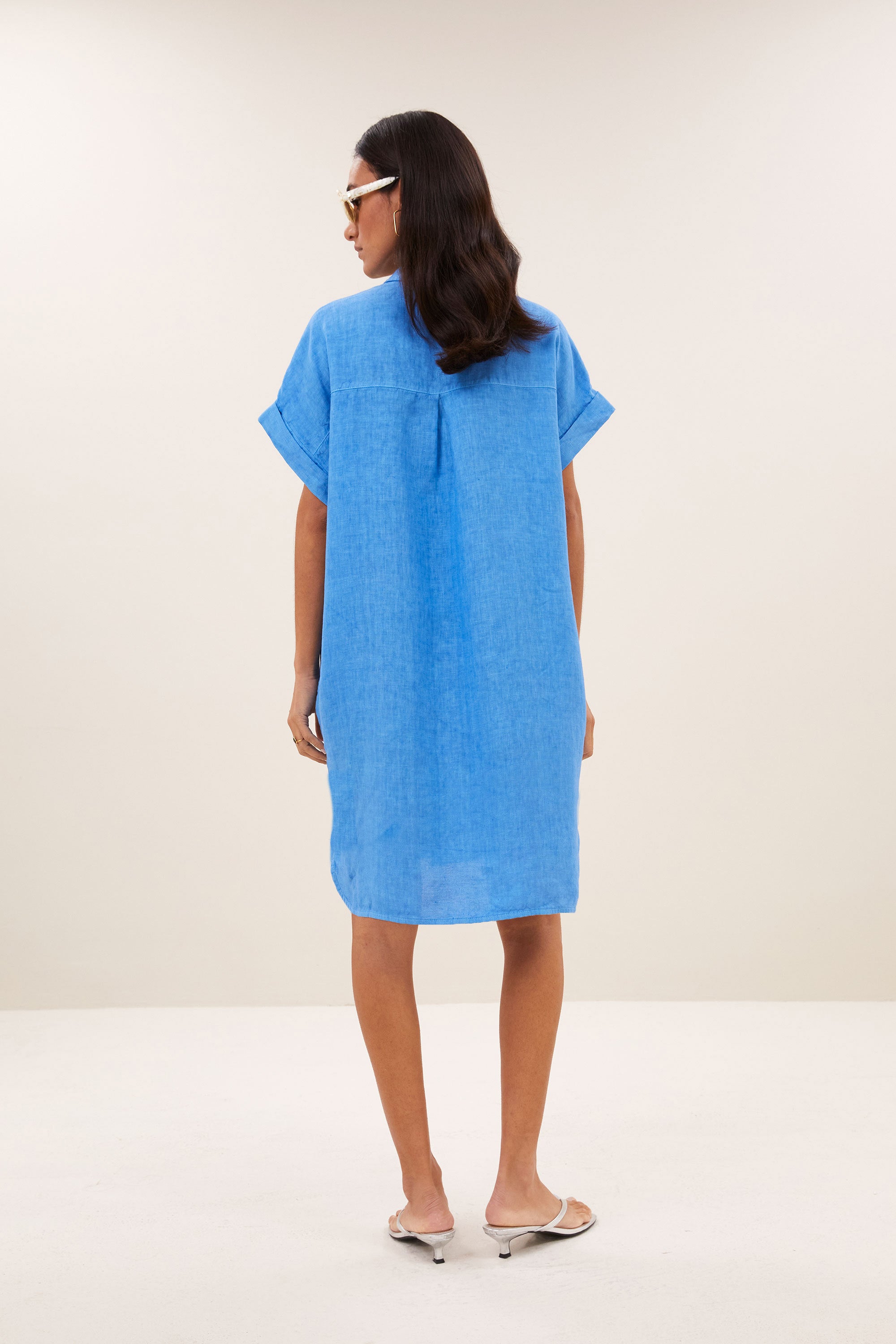 hella linen dress | regatta blue