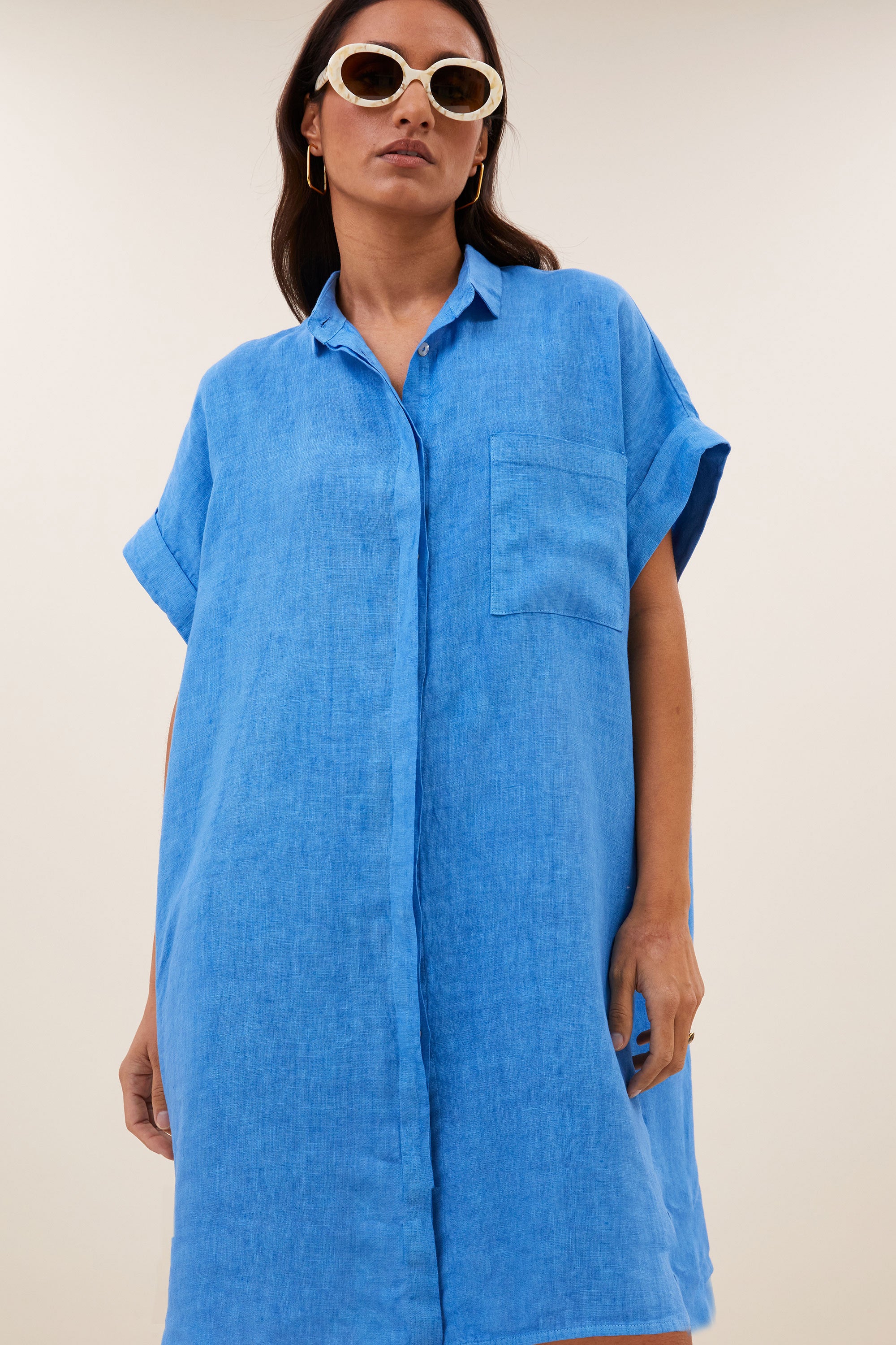 hella linen dress | regatta blue
