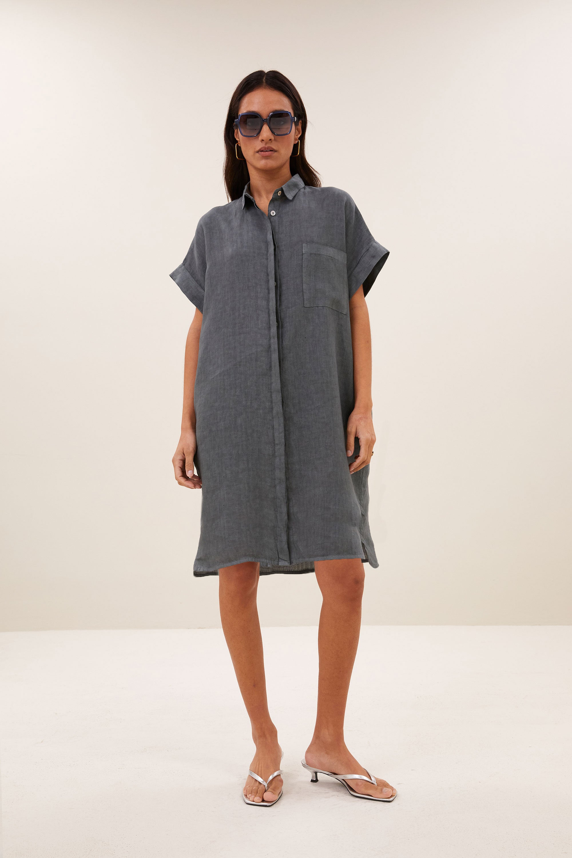 charcoal linen dress Peony Linen Dress Charcoal (XXS)