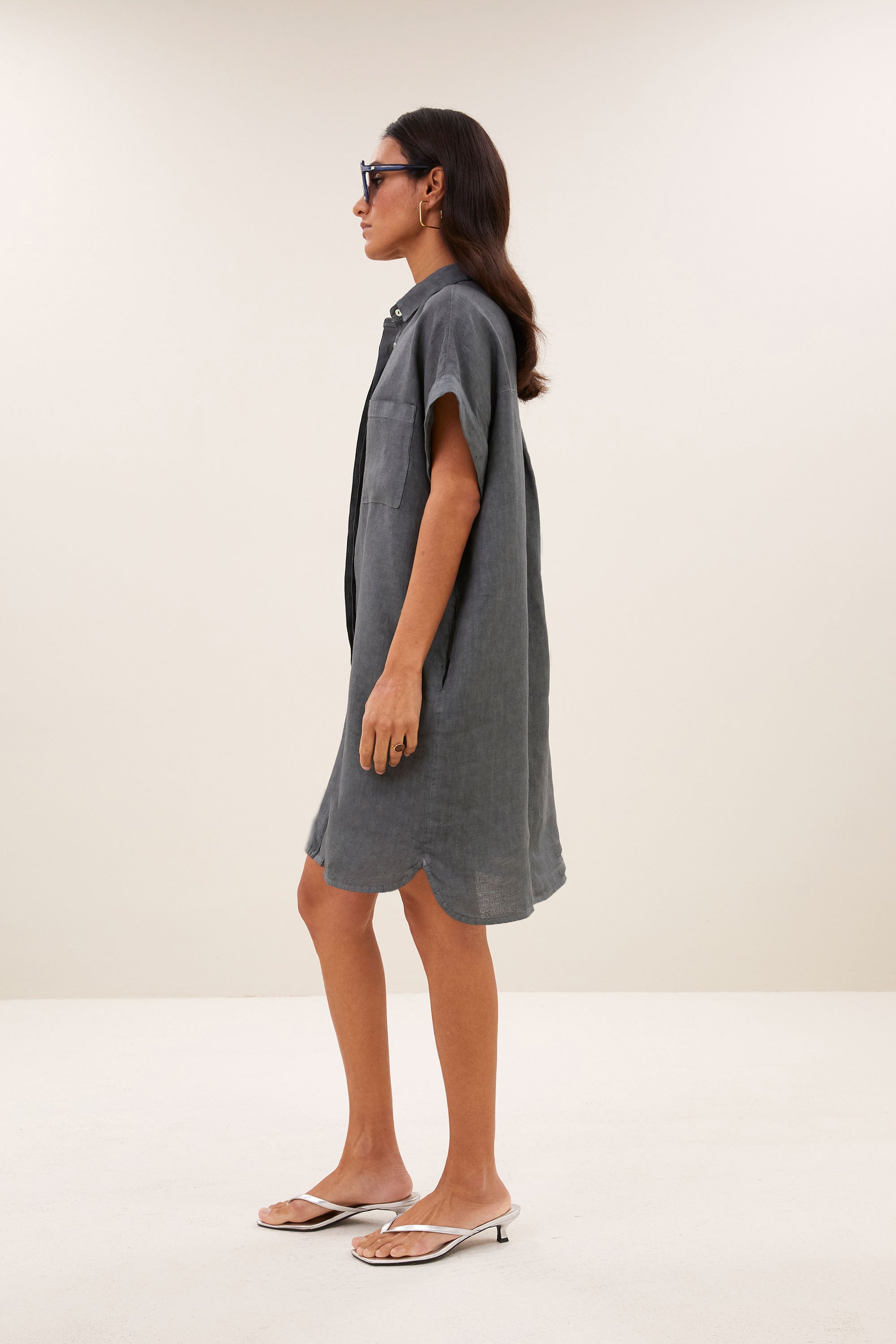 hella linen dress | charcoal