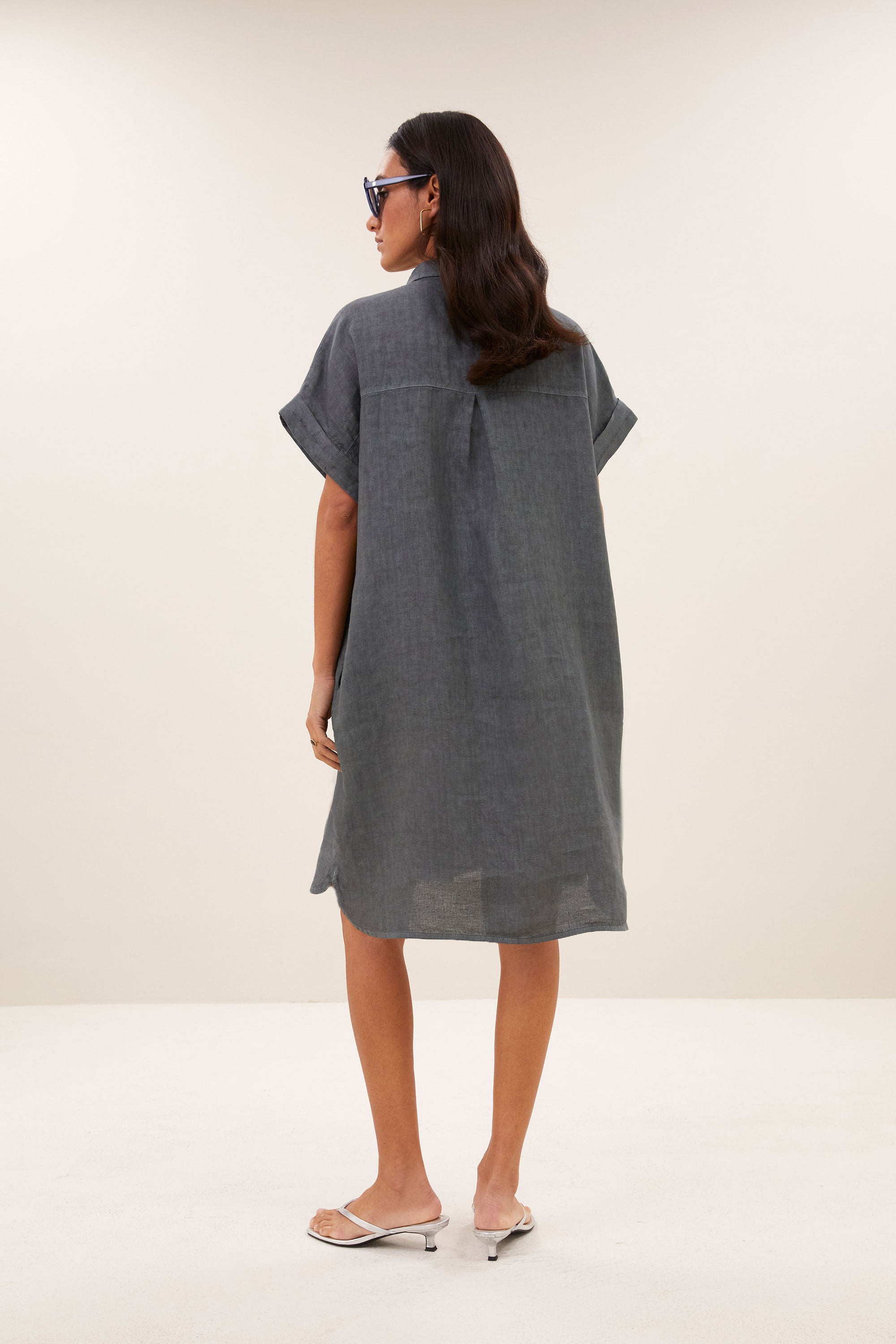 hella linen dress | charcoal