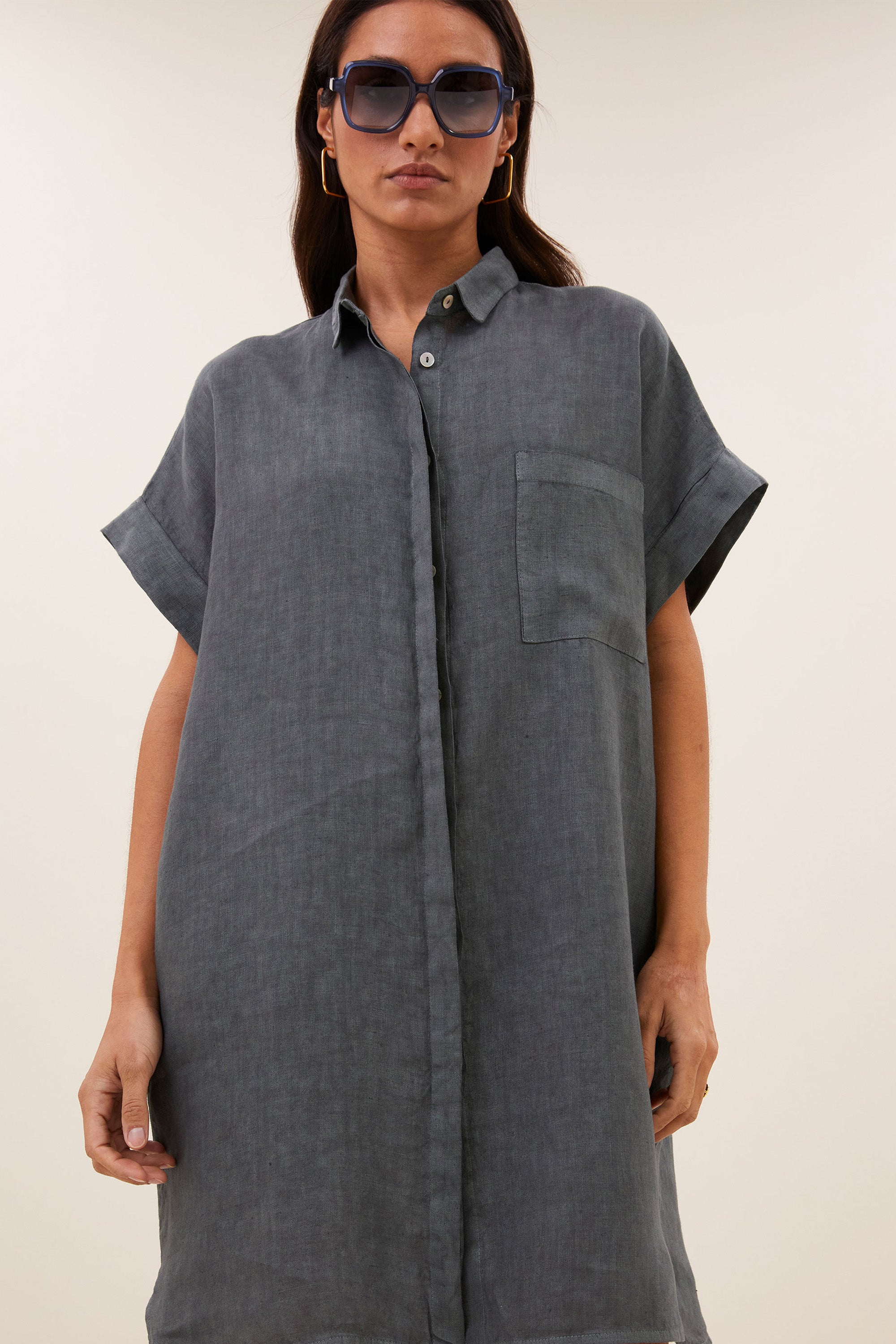 hella linen dress | charcoal