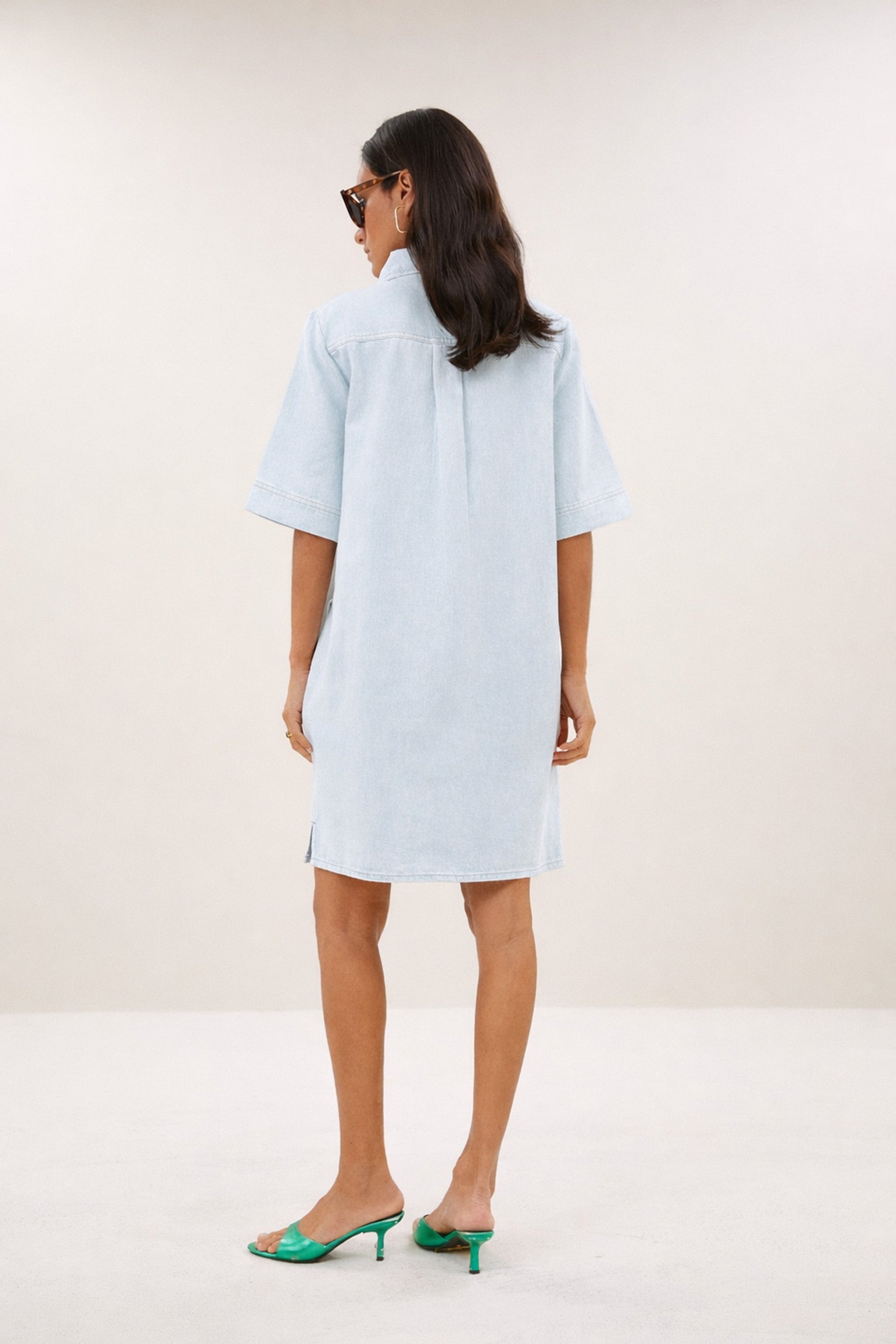 philipe bleached denim dress | bleached denim