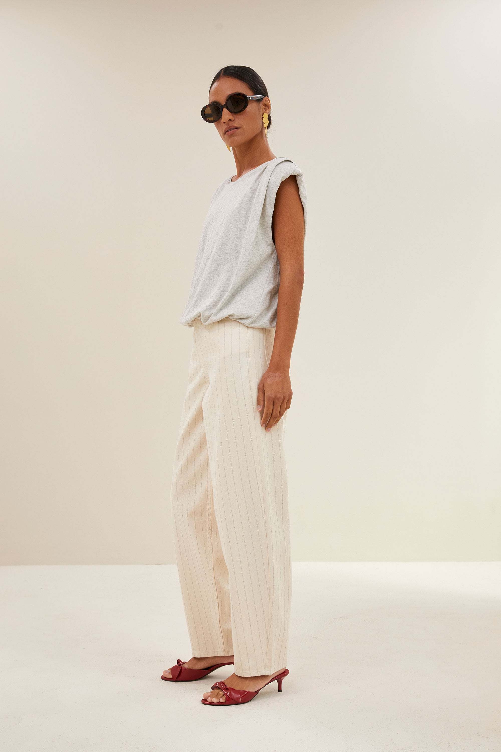 lew silver stripe pants | silver stripe
