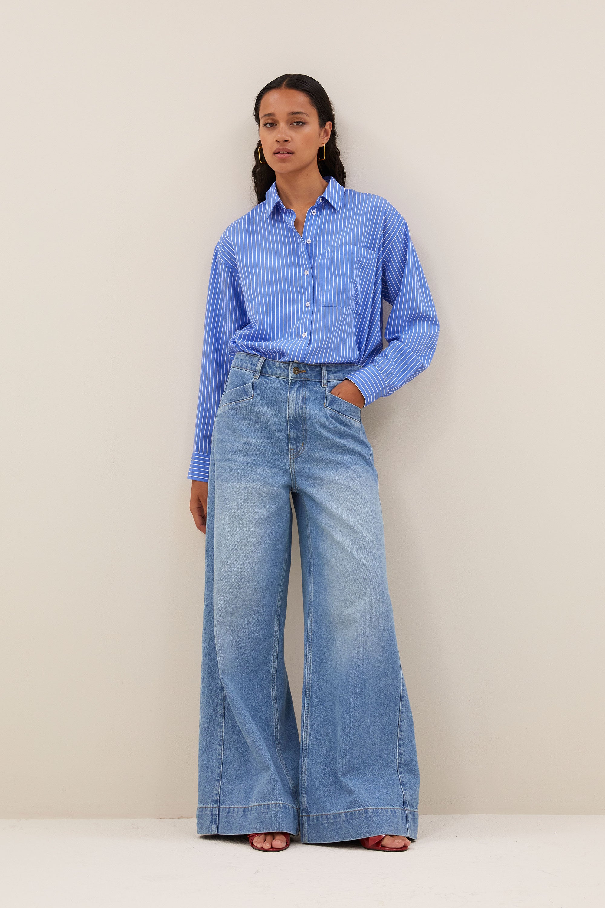 nono jeans - denim, cotton quality, flared fit, high waist - by-bar - extra photo