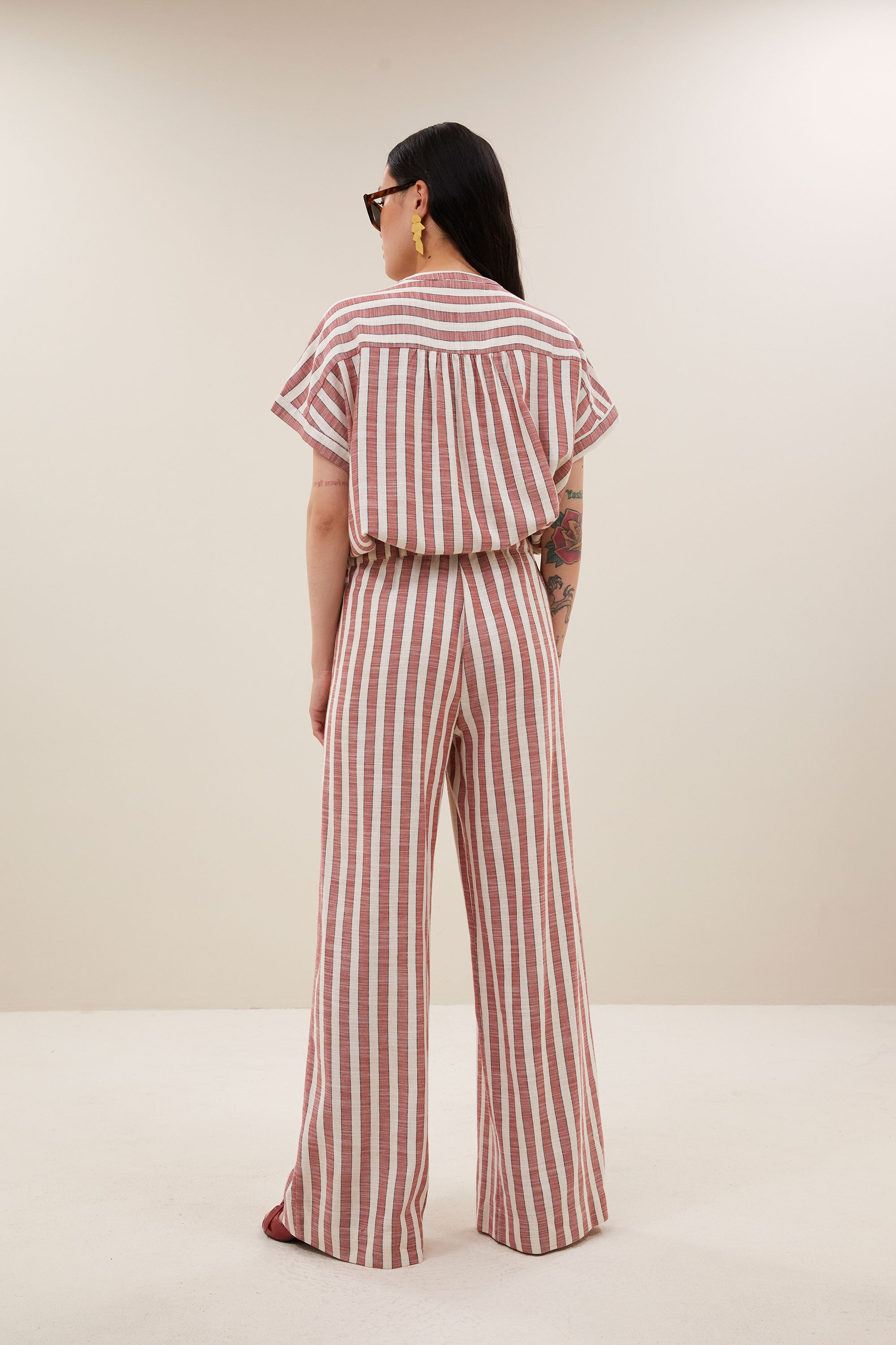 benji wide stripe pants | red stripe