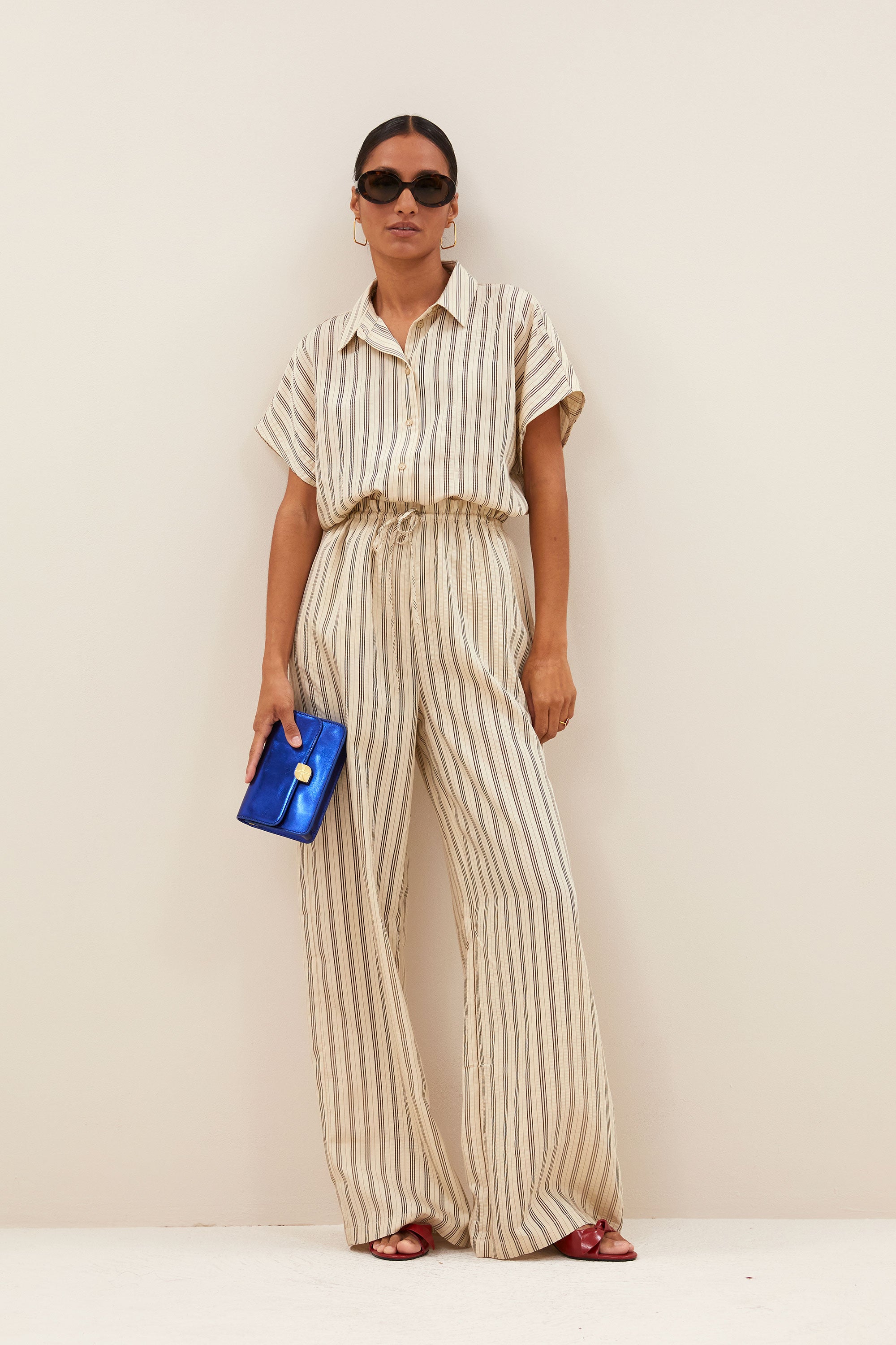 joan seer stripe pants | jet black stripe