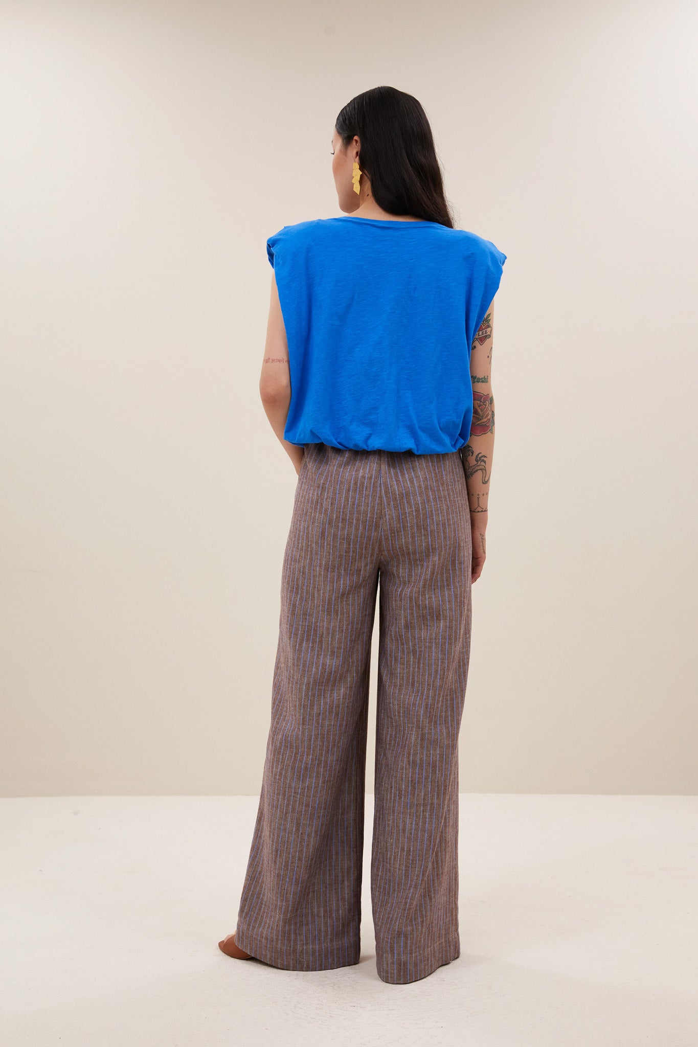 benji melange stripe pants | iced coffee stripe