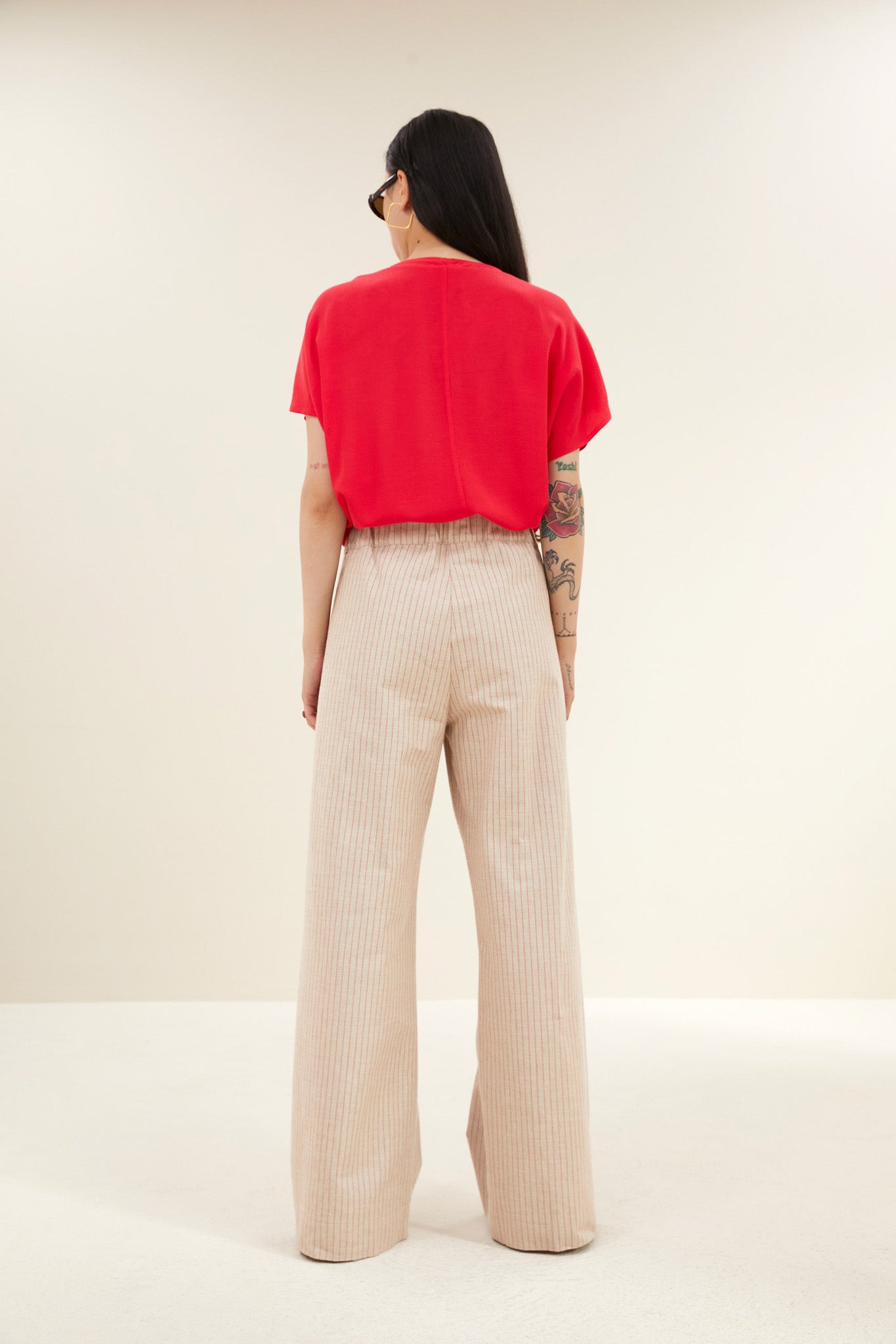 benji stripe pants | poppy red stripe
