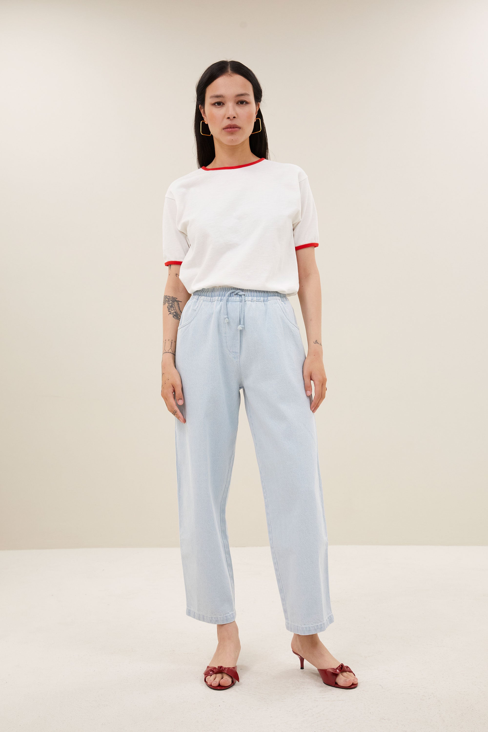 sol bleached denim pants | bleached denim