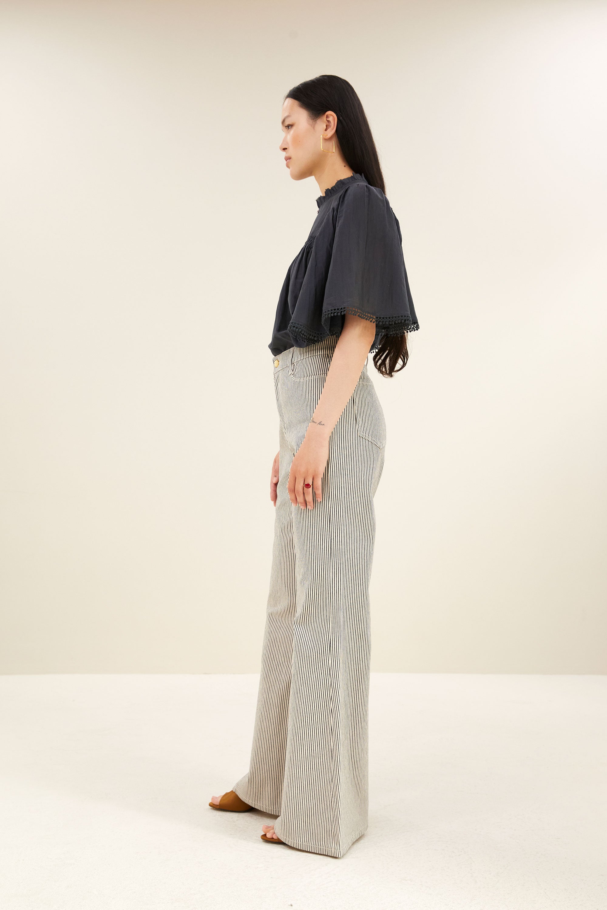 femme stripe pants | jet black stripe