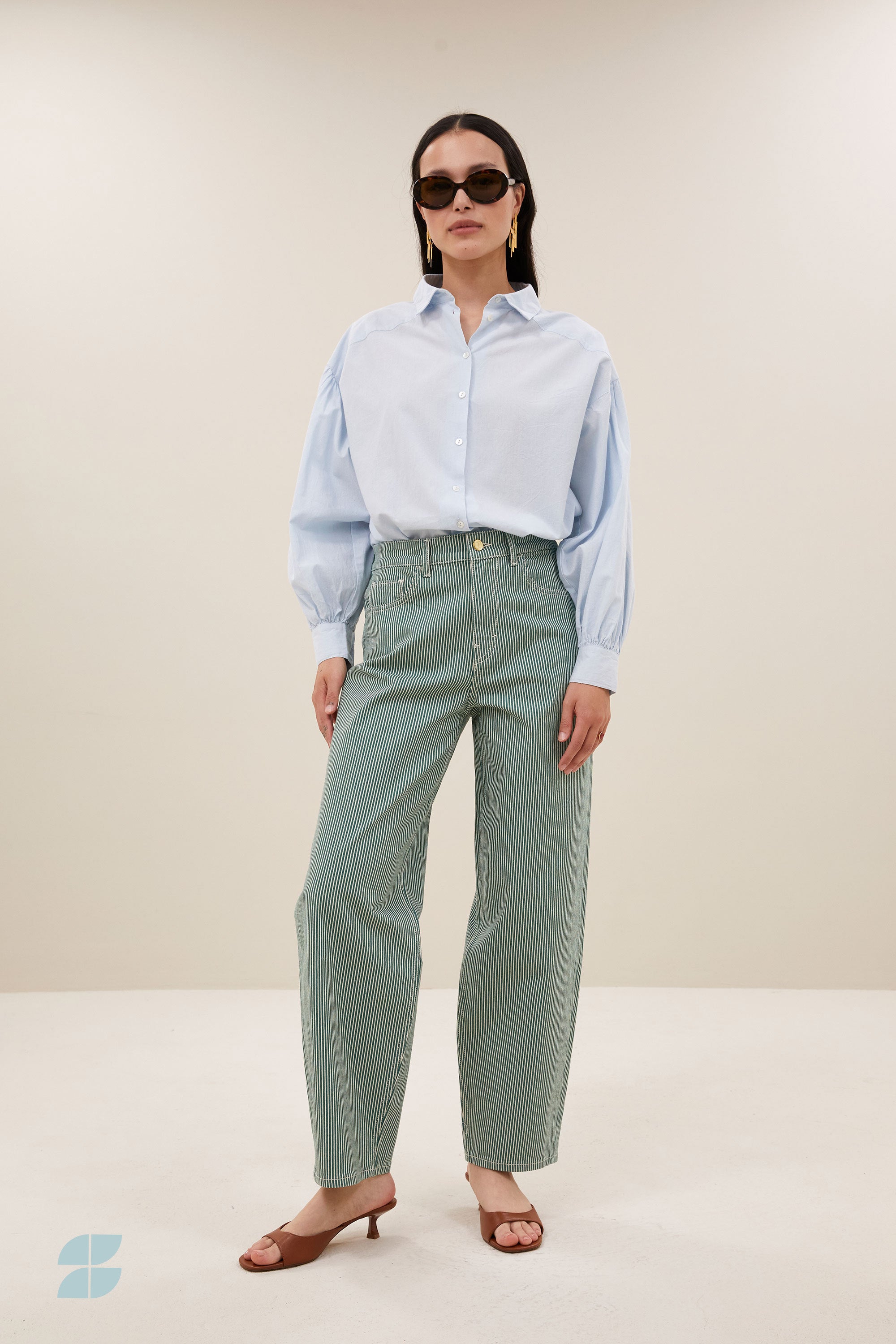 lew stripe pants | dark green stripe