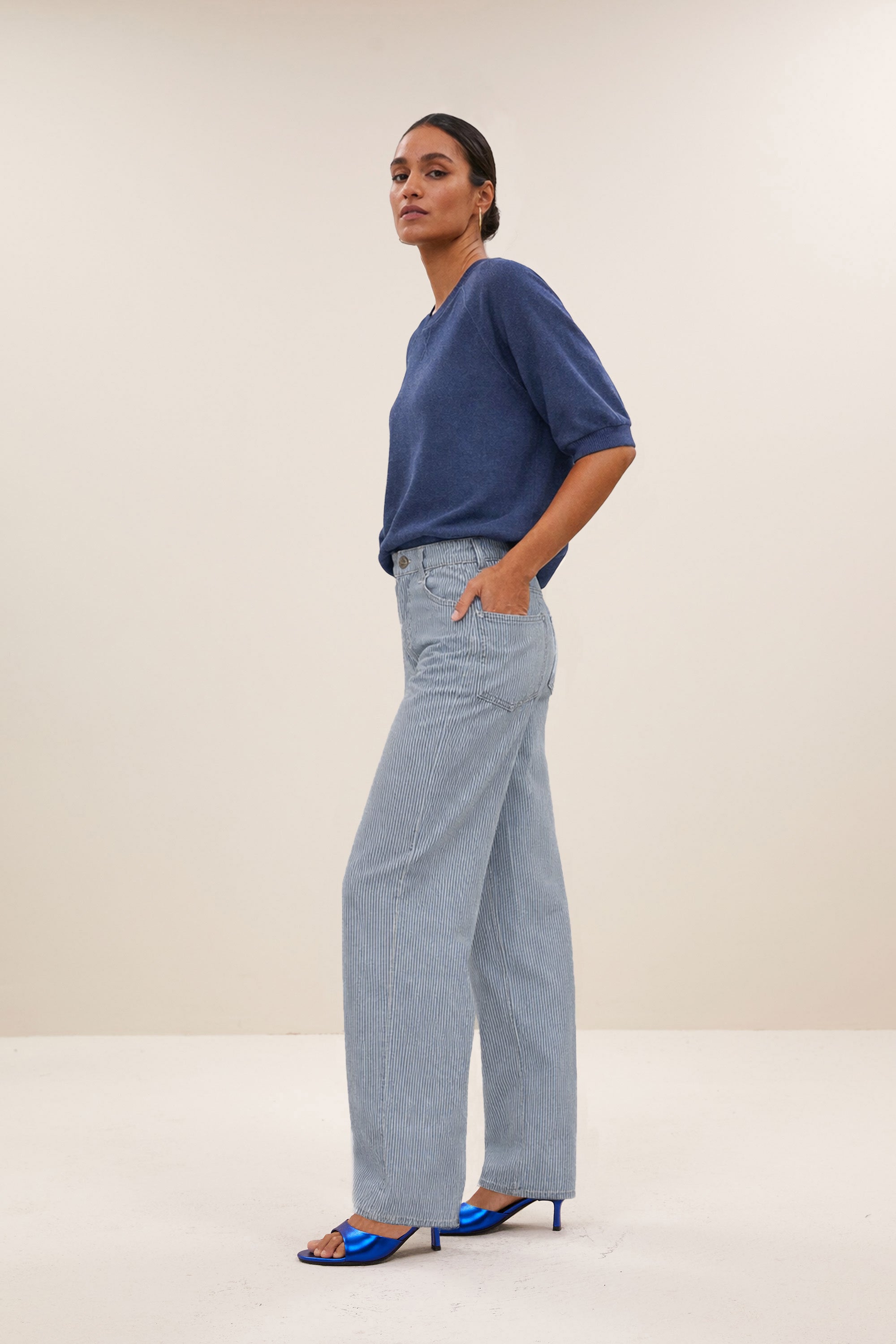 lew stripe pants | blue milky stripe
