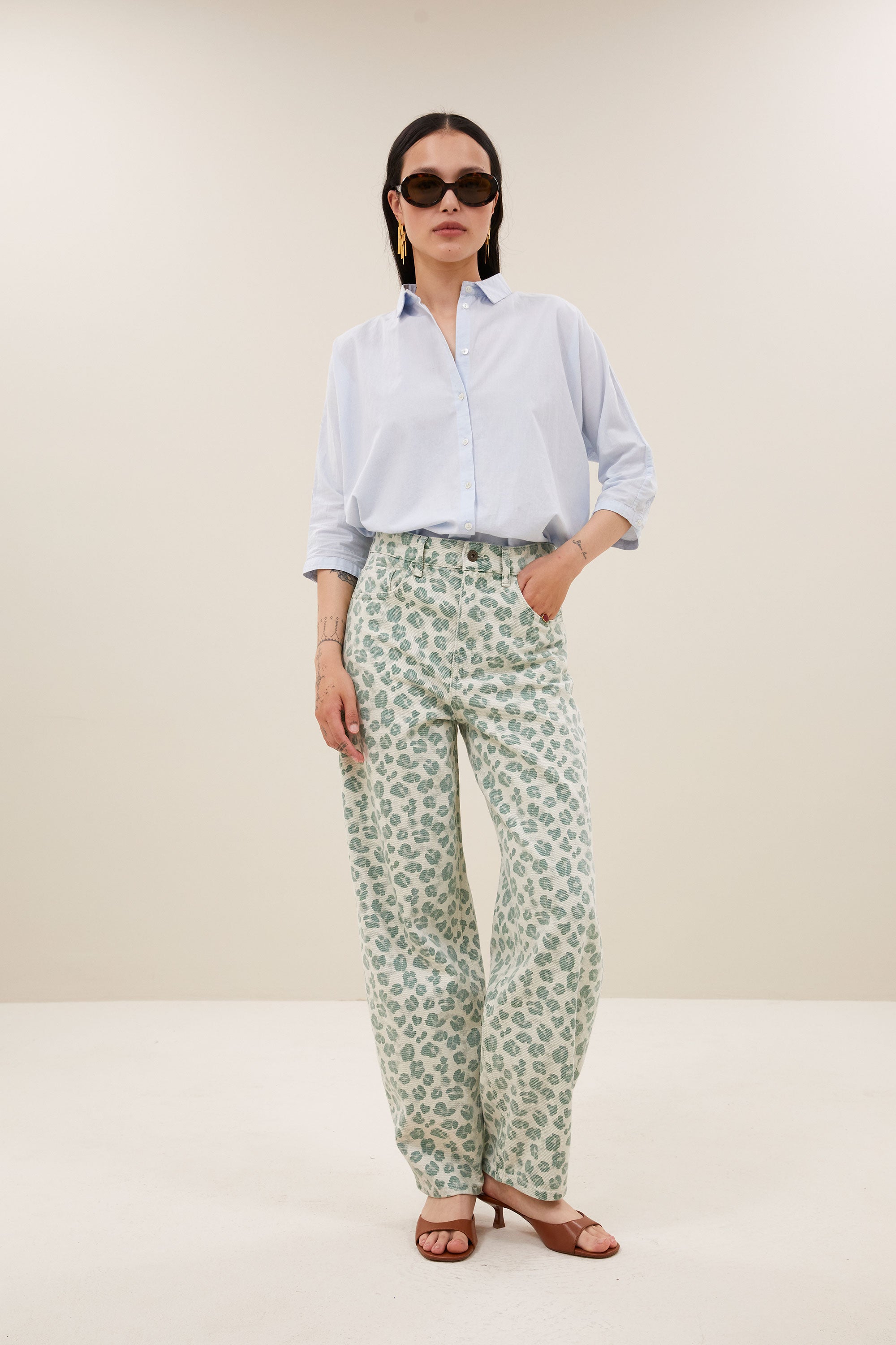 lew green cheetah pants | green cheetah