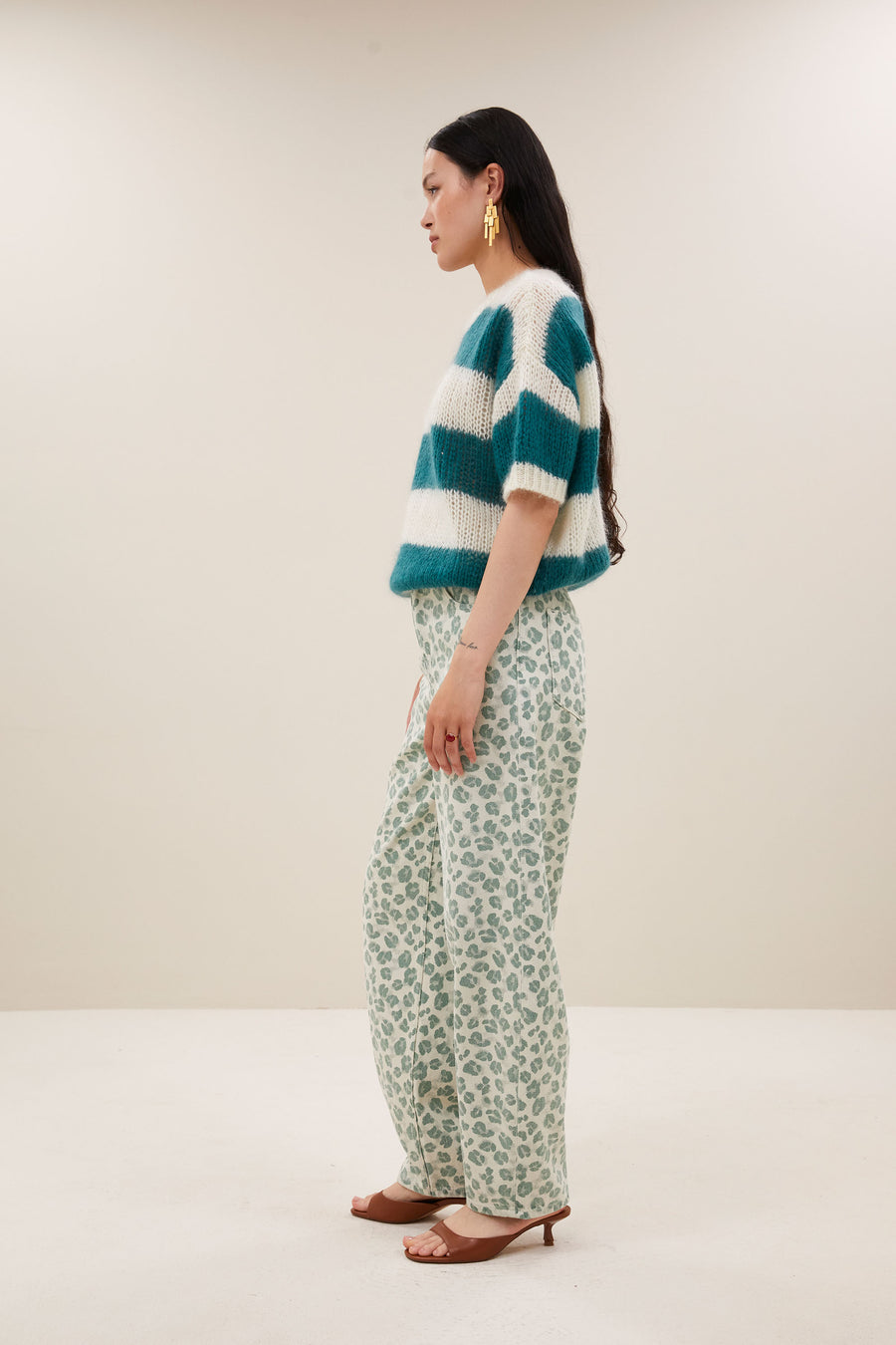 lew green cheetah pants | green cheetah
