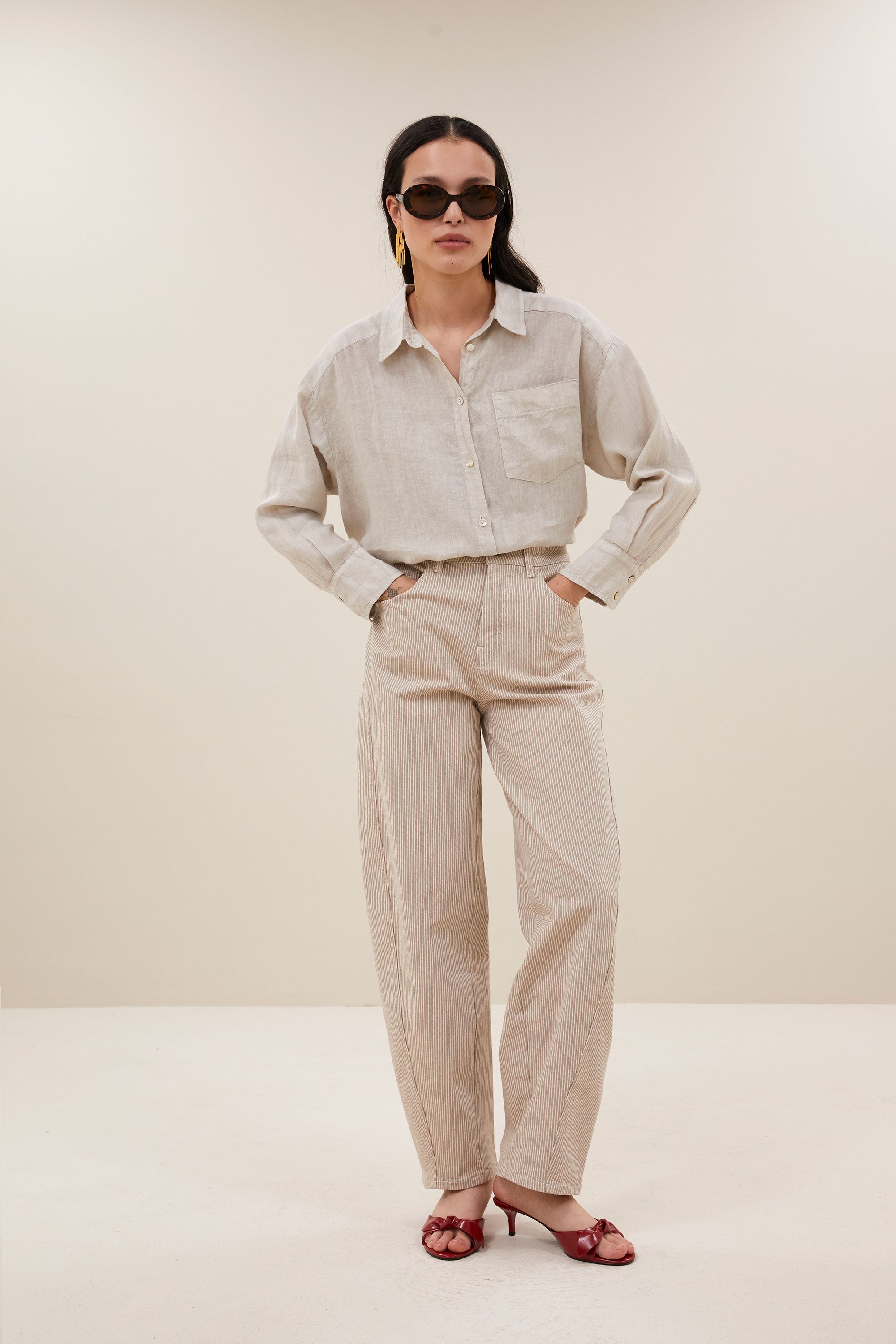 nima linen blouse | chalk