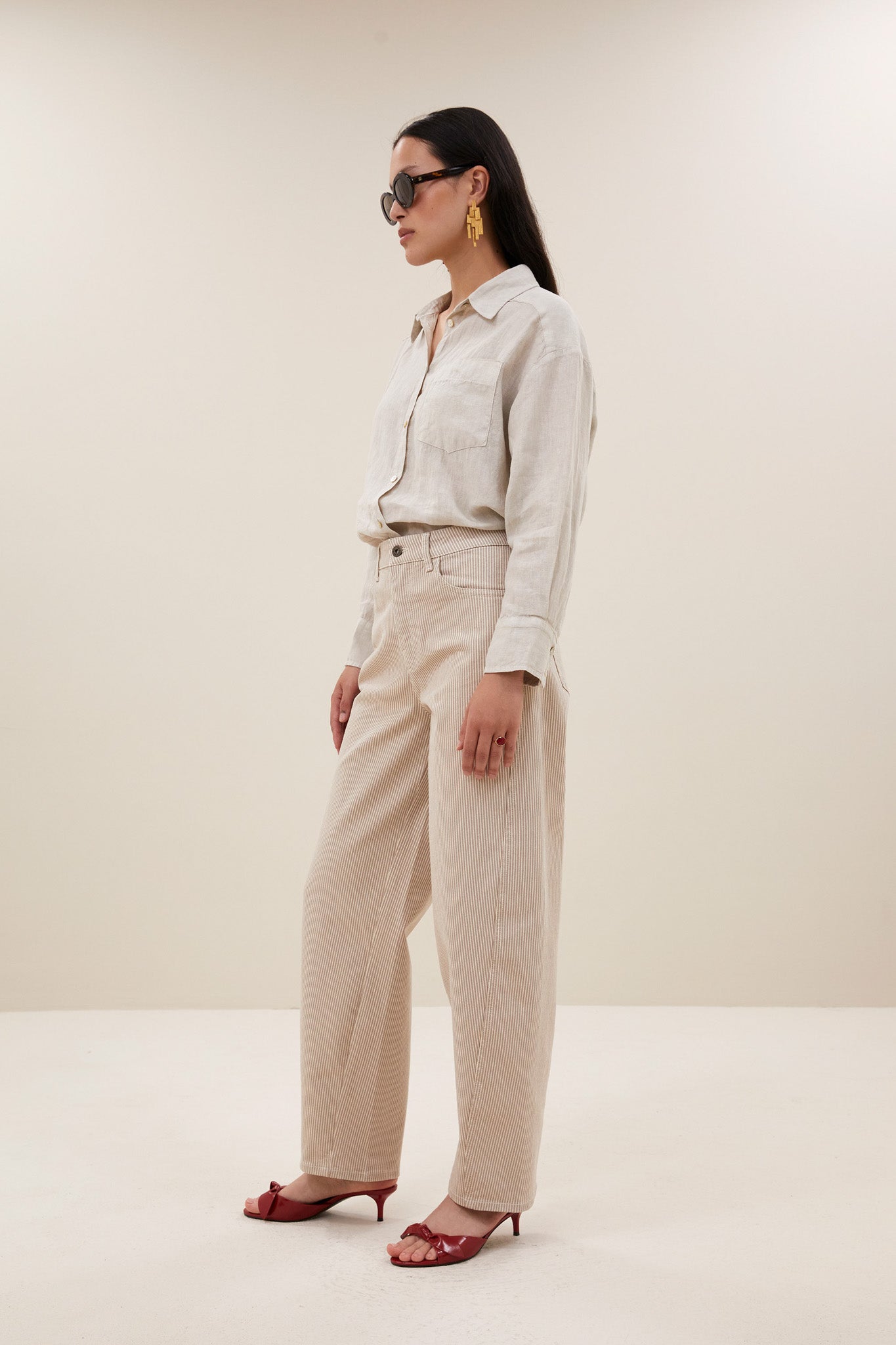 begum stripe pants | sand stripe