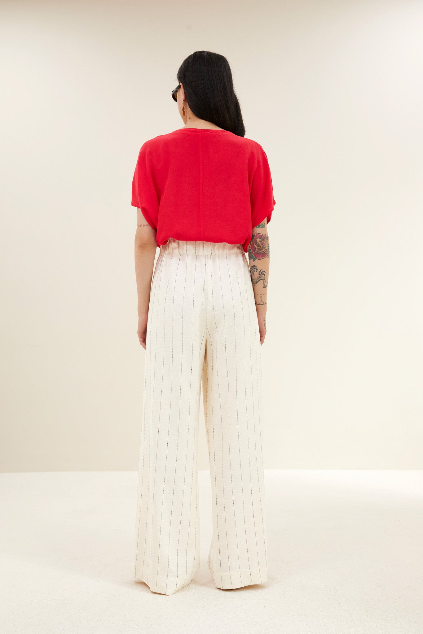 benji pinstripe pants | black thin stripe