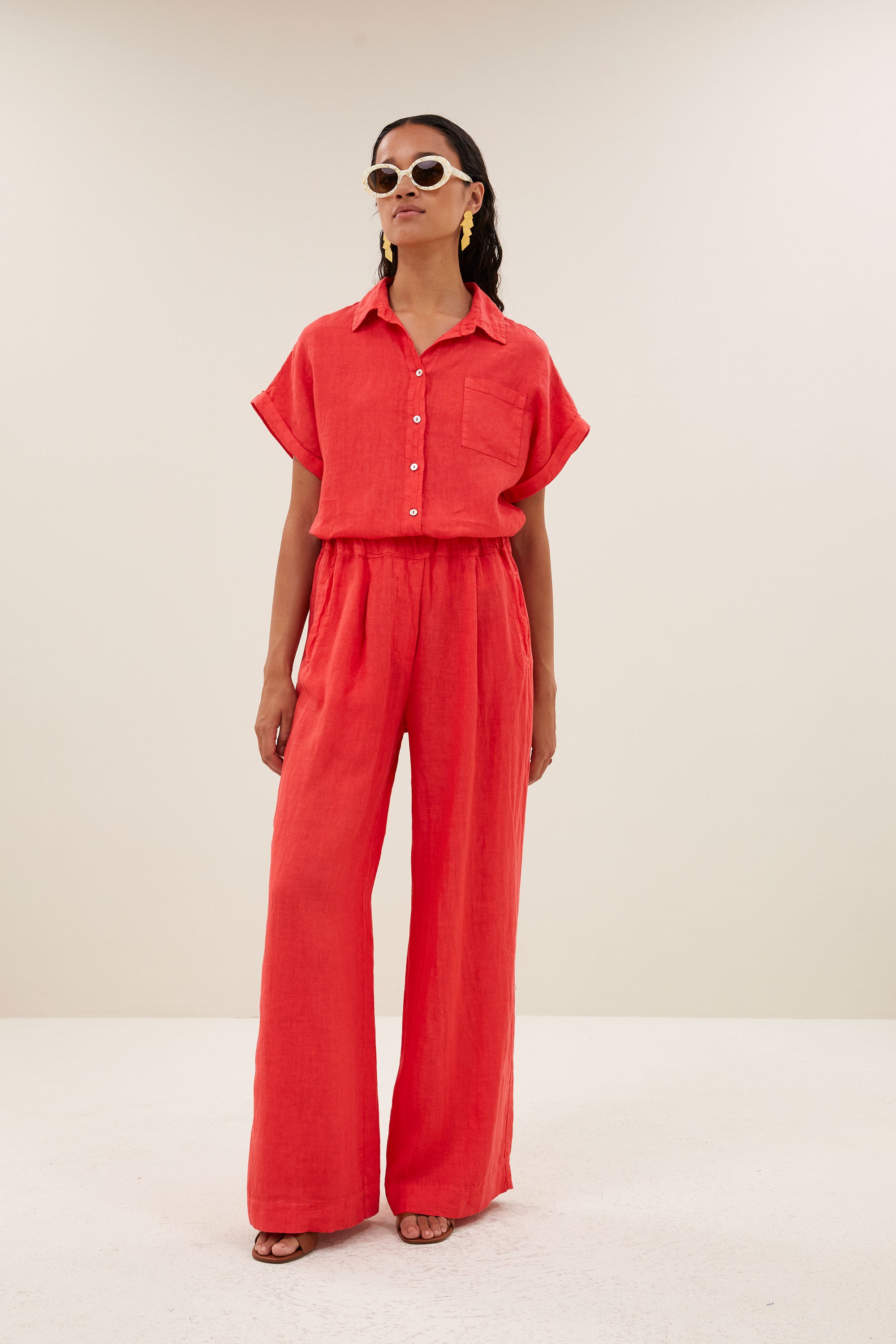 benji linen pants | lipstick