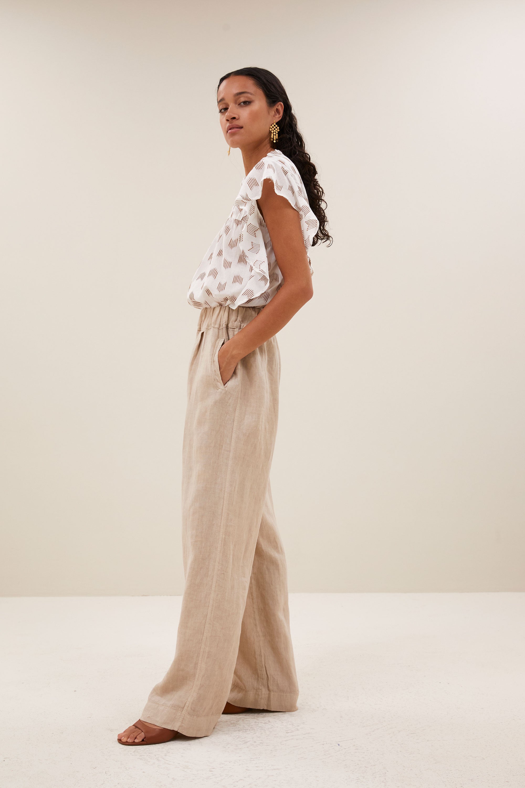 benji linen pants | biscuit