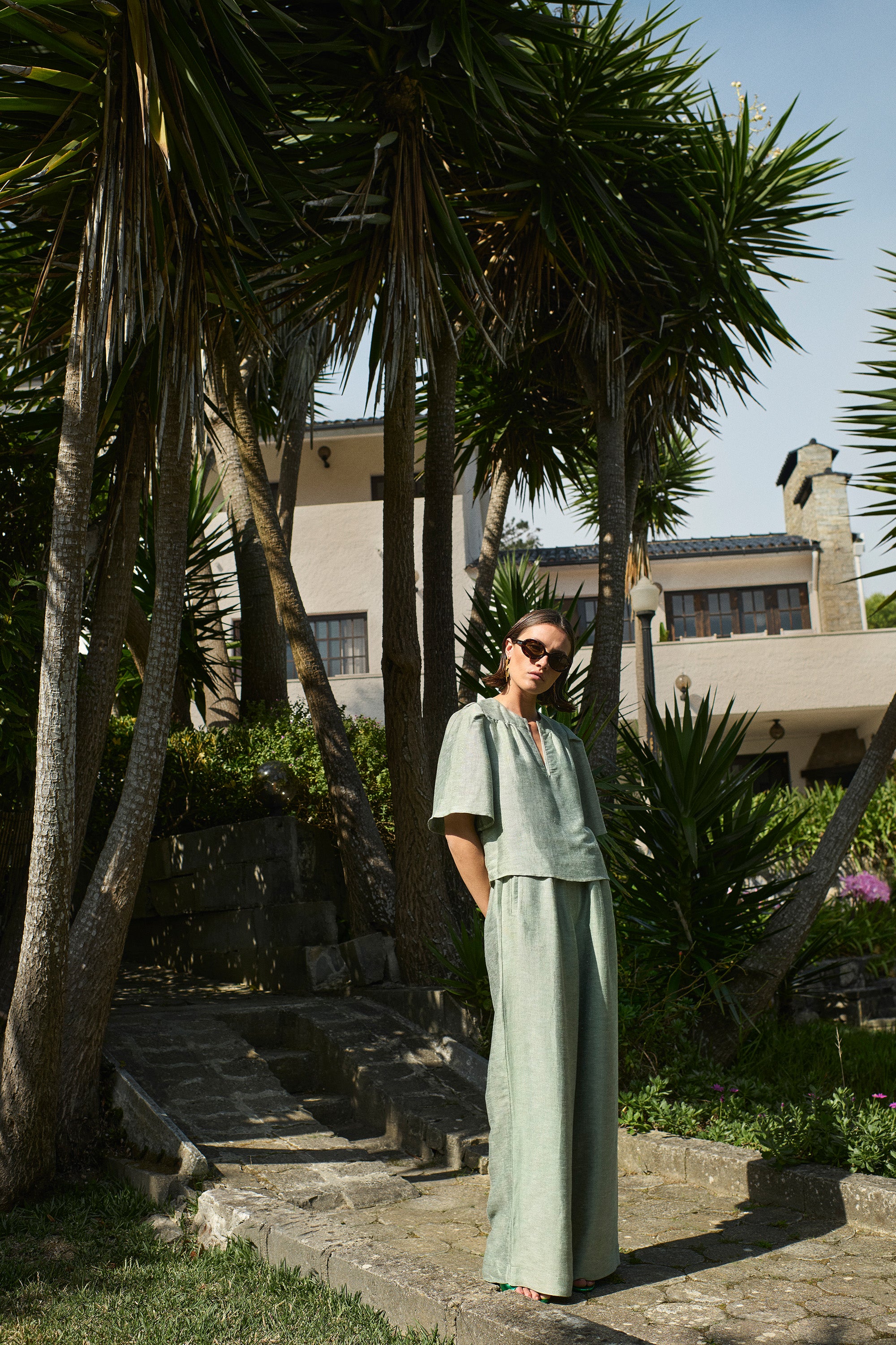 celin gloss pants | light mint