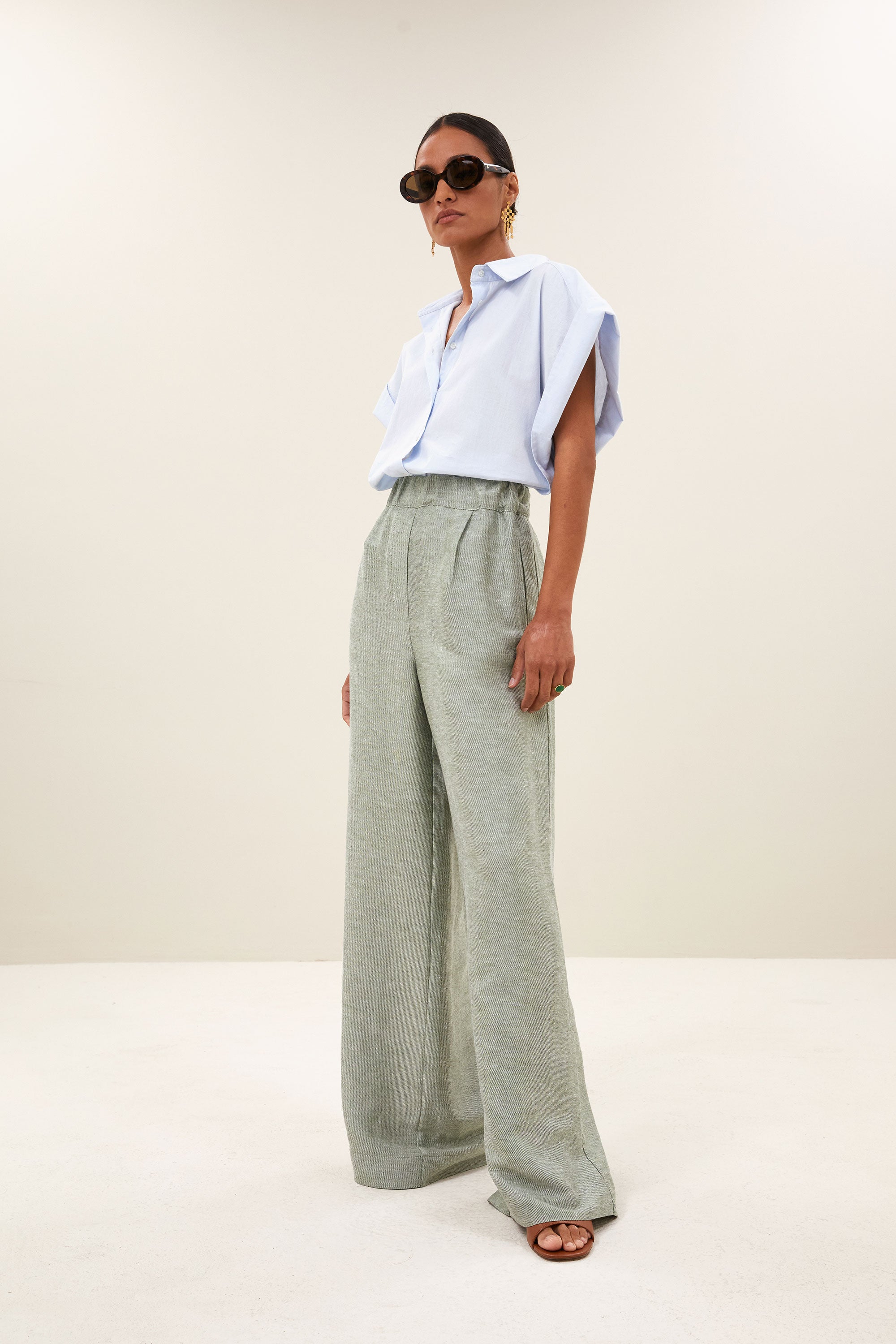 celin gloss pants | light mint