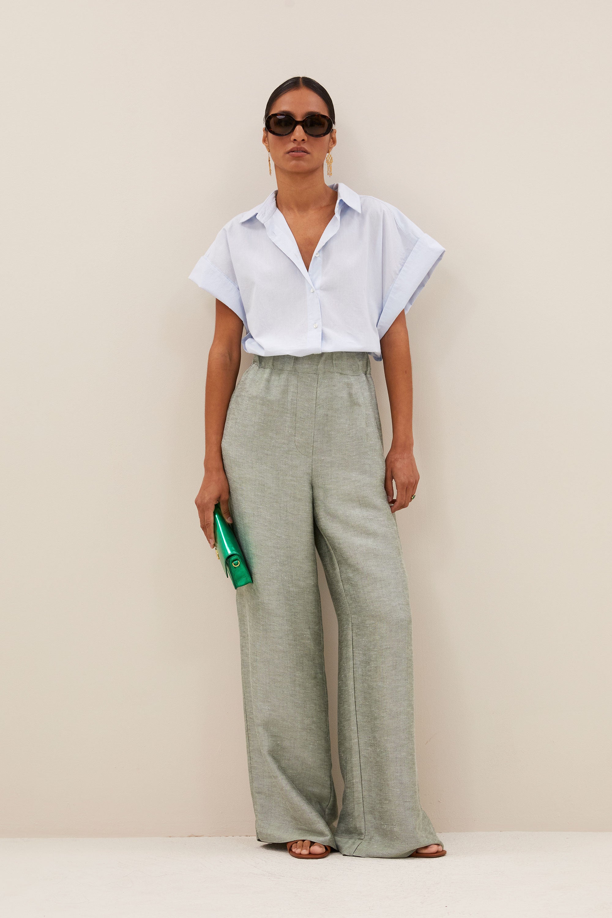 celin gloss pants | light mint