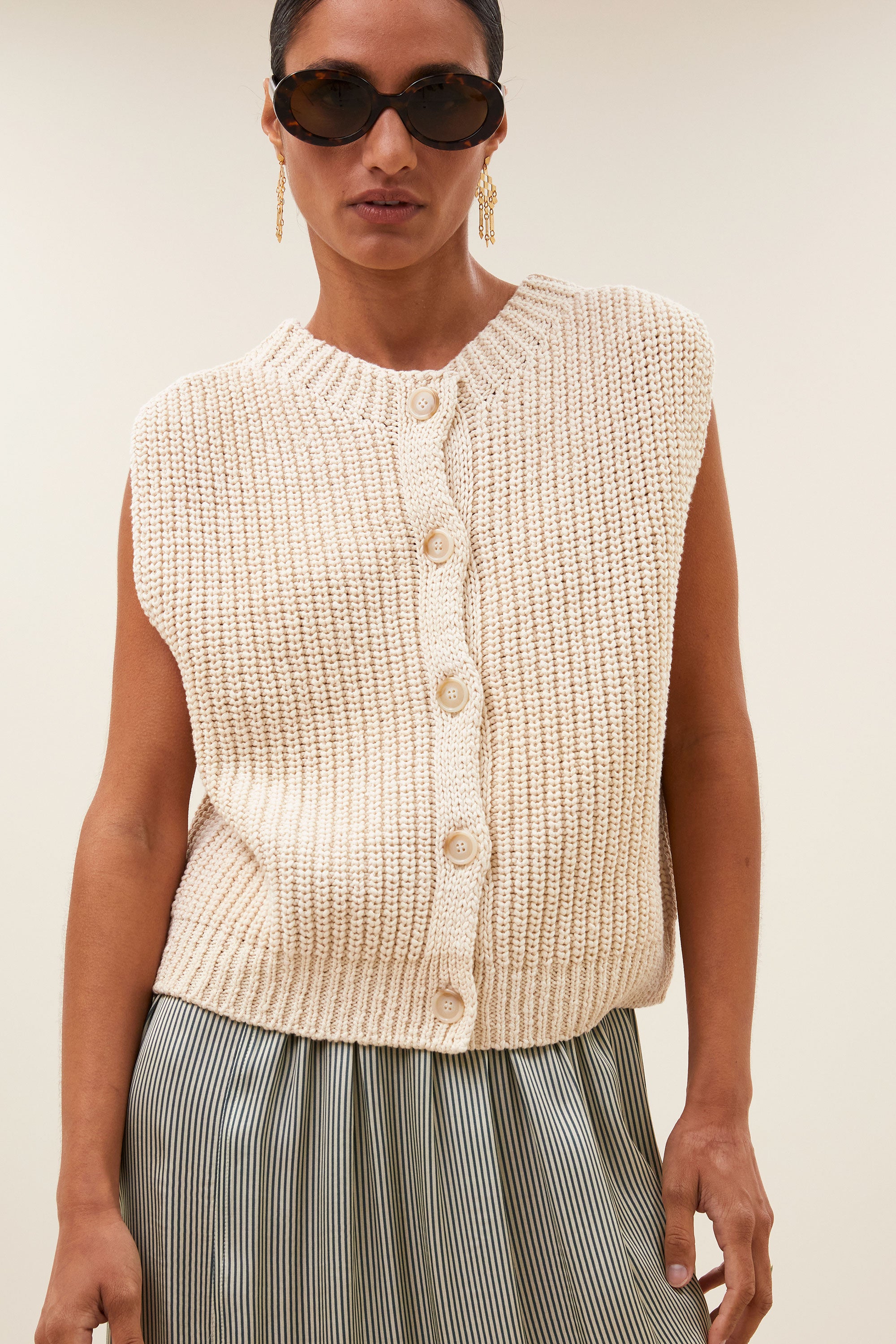 reva viscose stripe skirt | green stripe