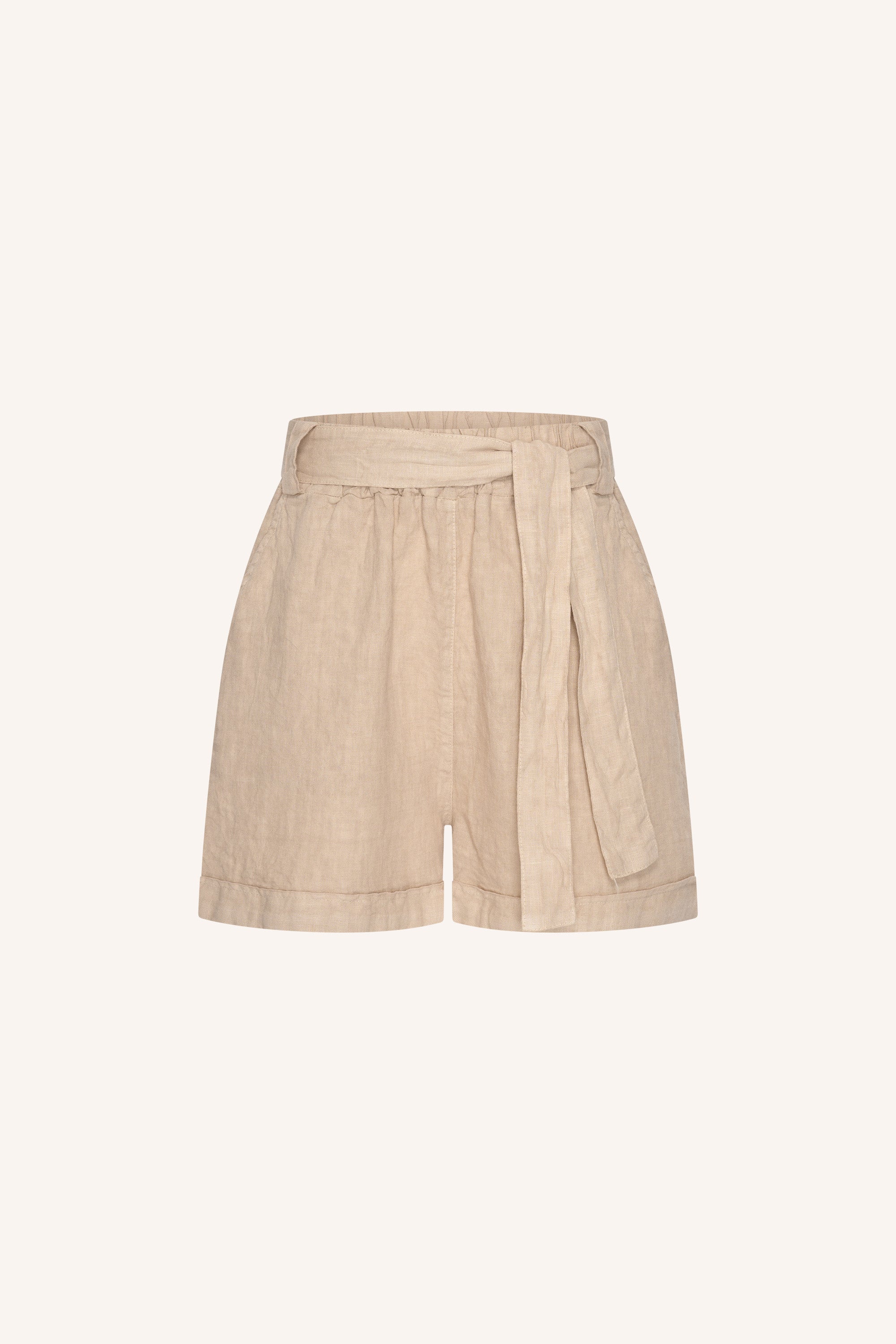 june linen shorts | biscuit