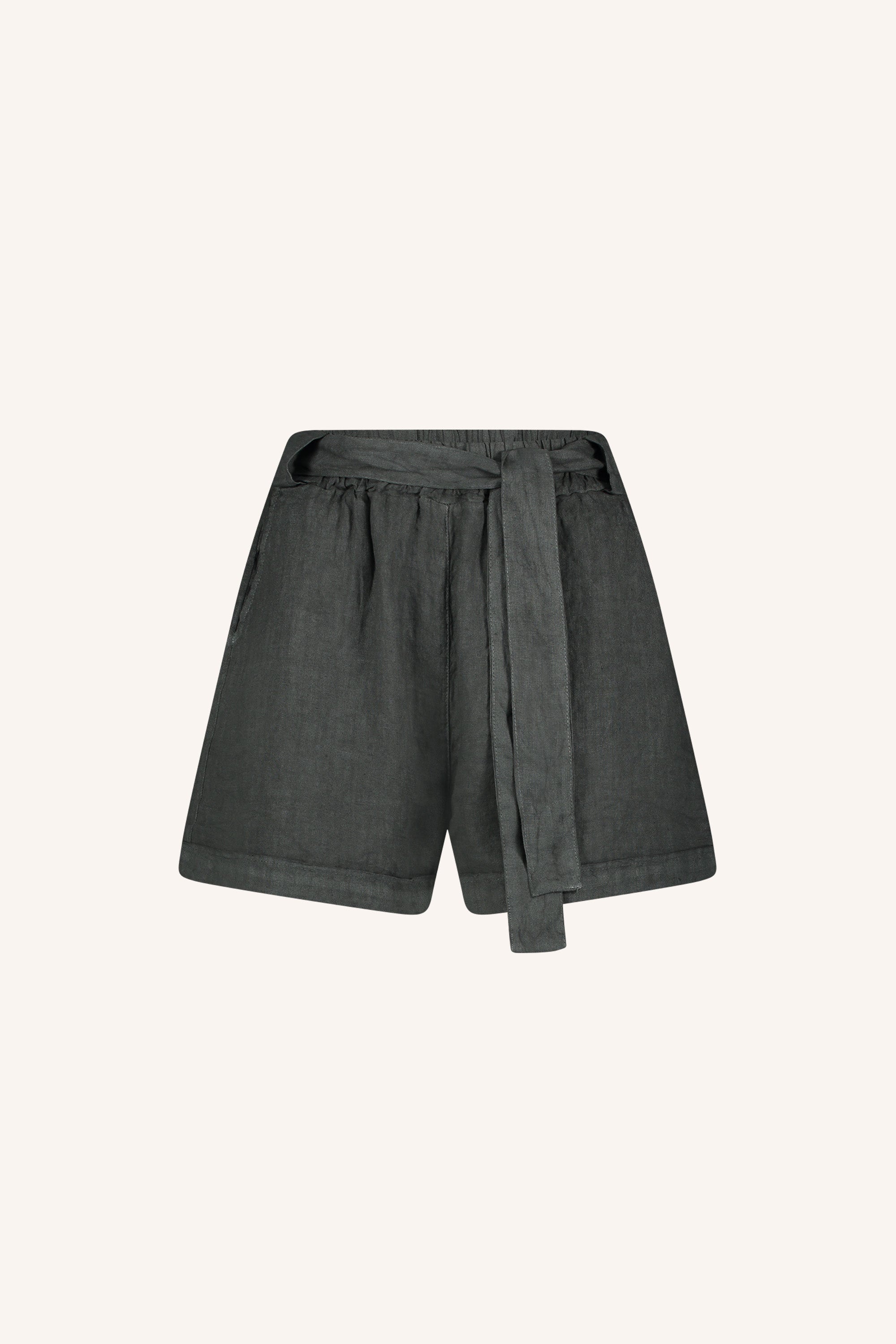 june linen shorts | charcoal