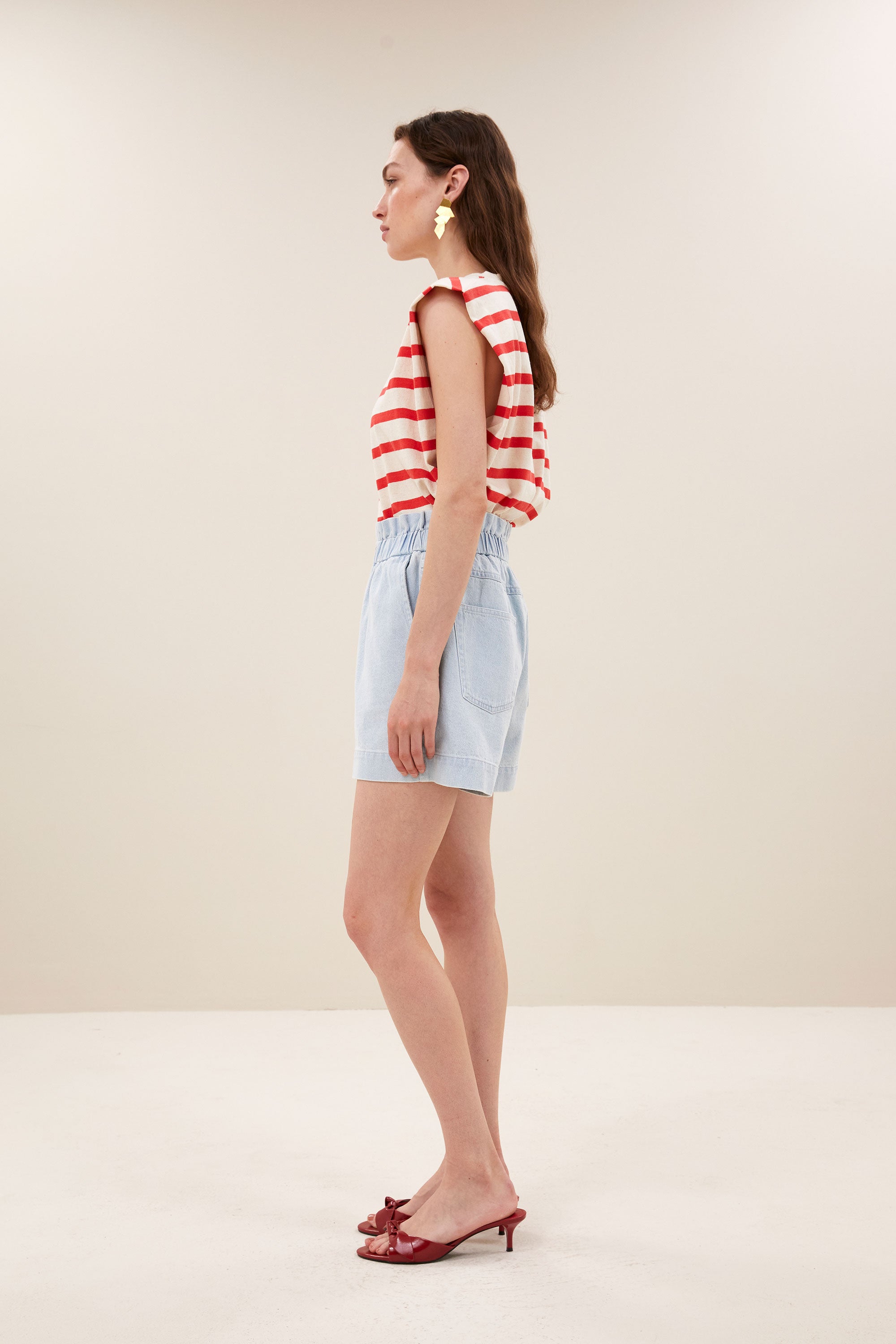 leon bleached denim short | bleached denim