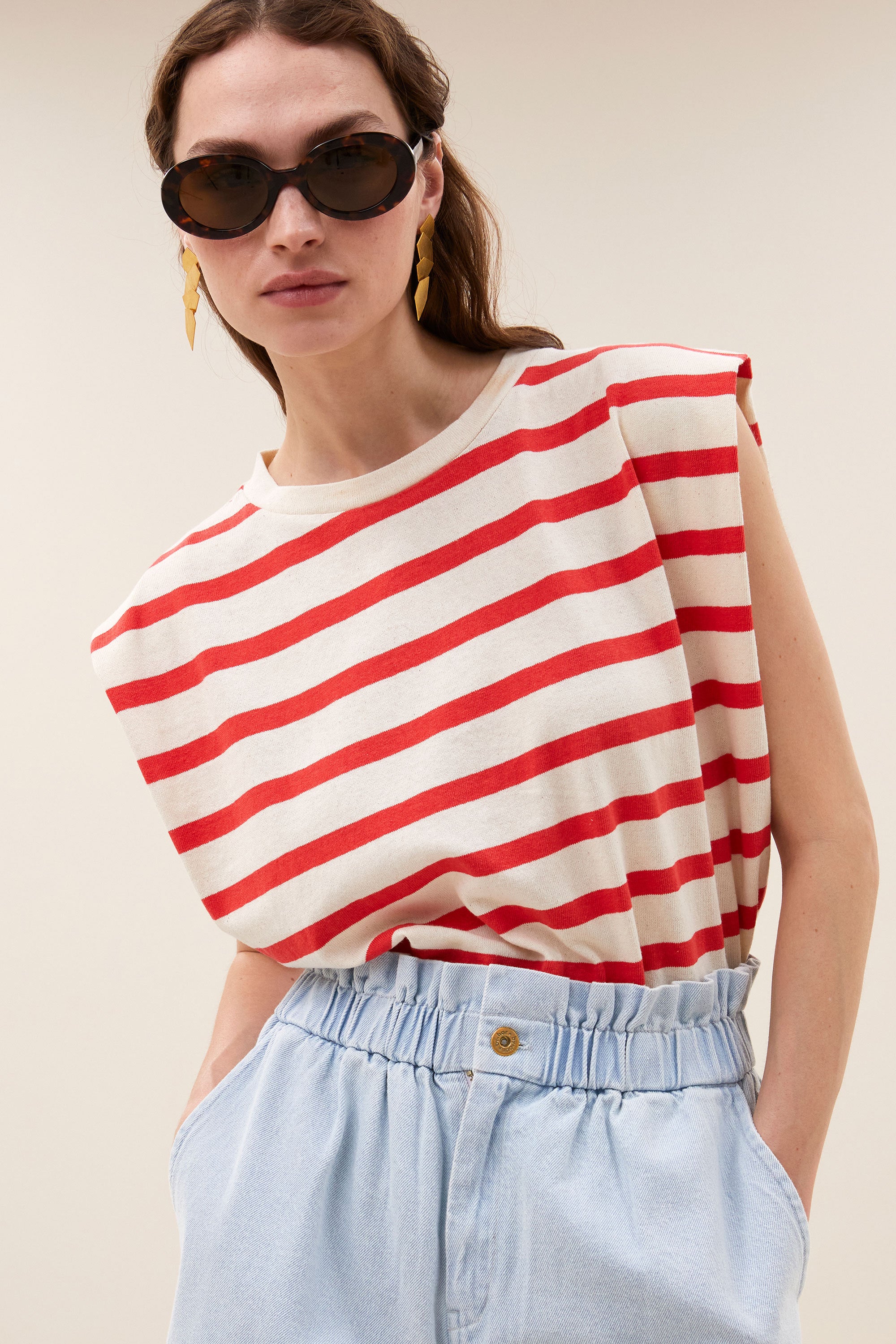 leon bleached denim short | bleached denim