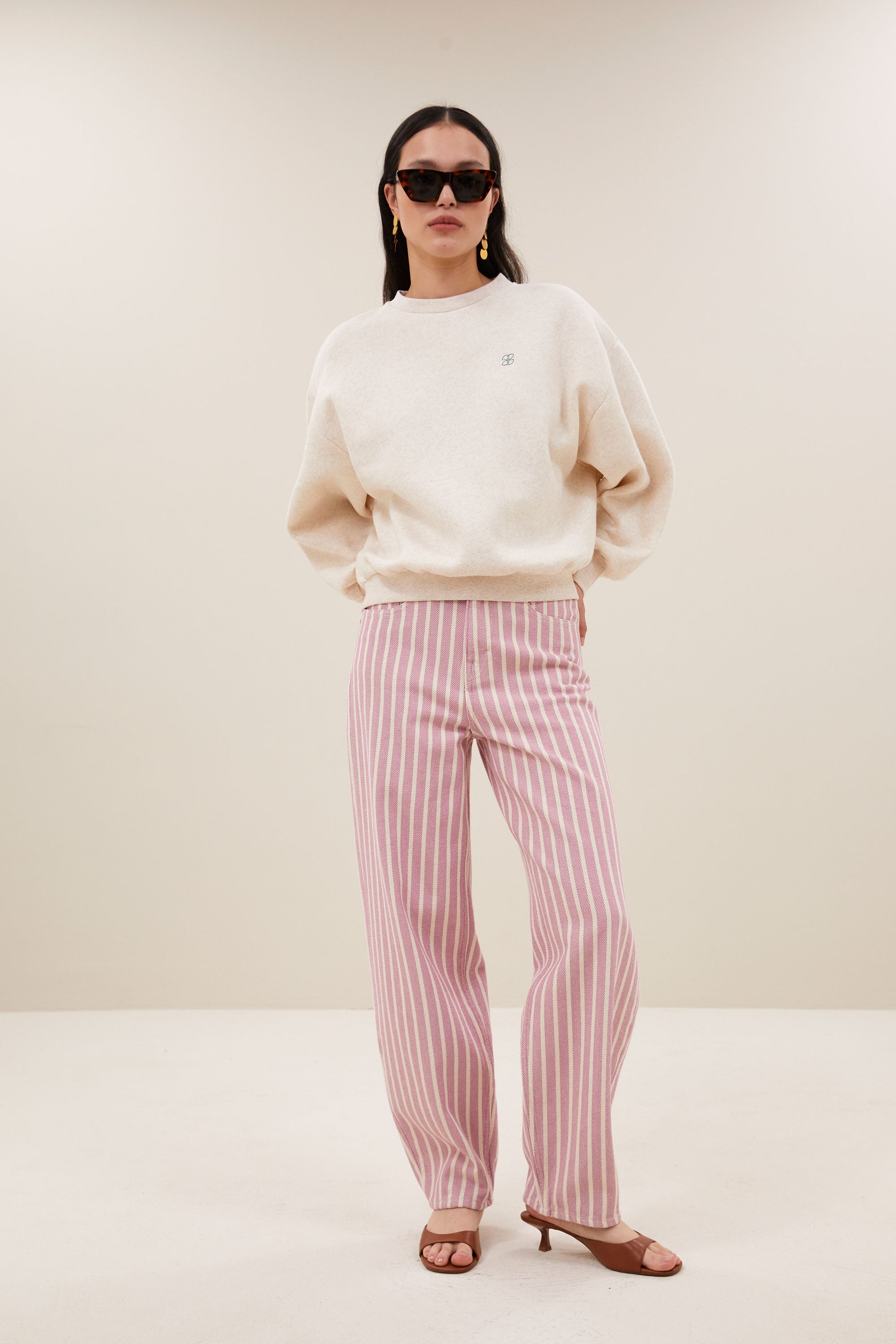 bibi melange lucky everyday sweater | oyster melee