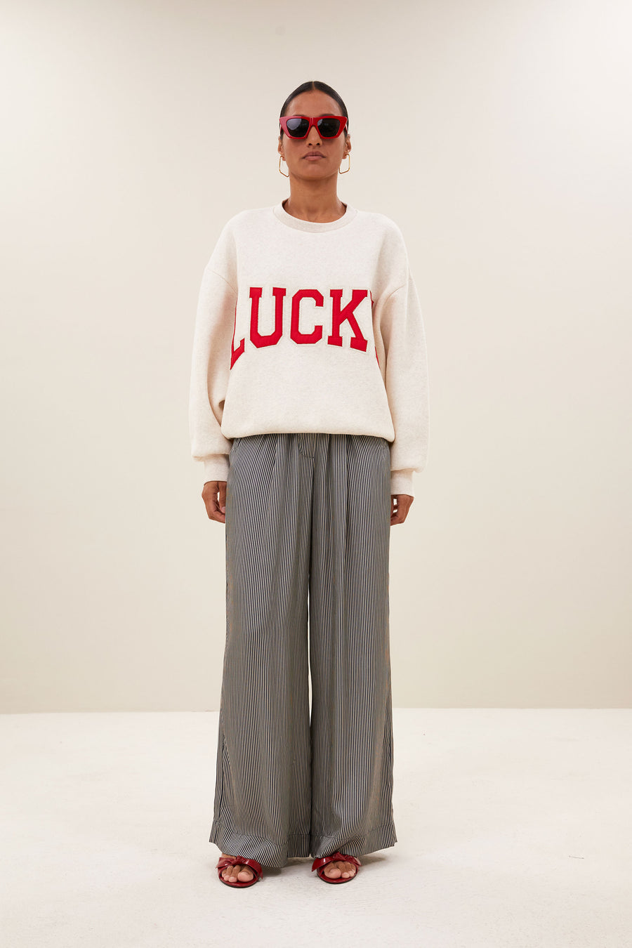 bibi lucky patchwork sweater | oyster melee
