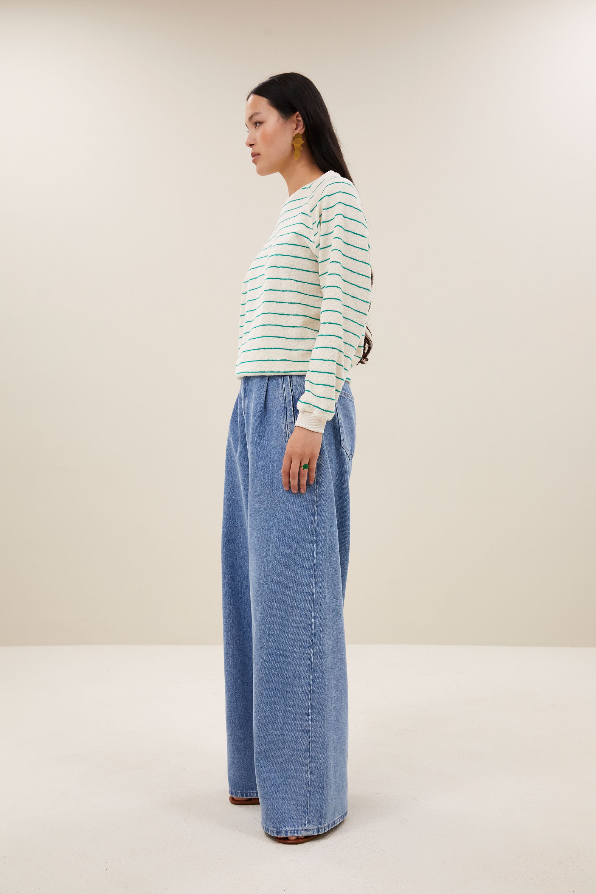 bonne slub sweater | green lake stripe