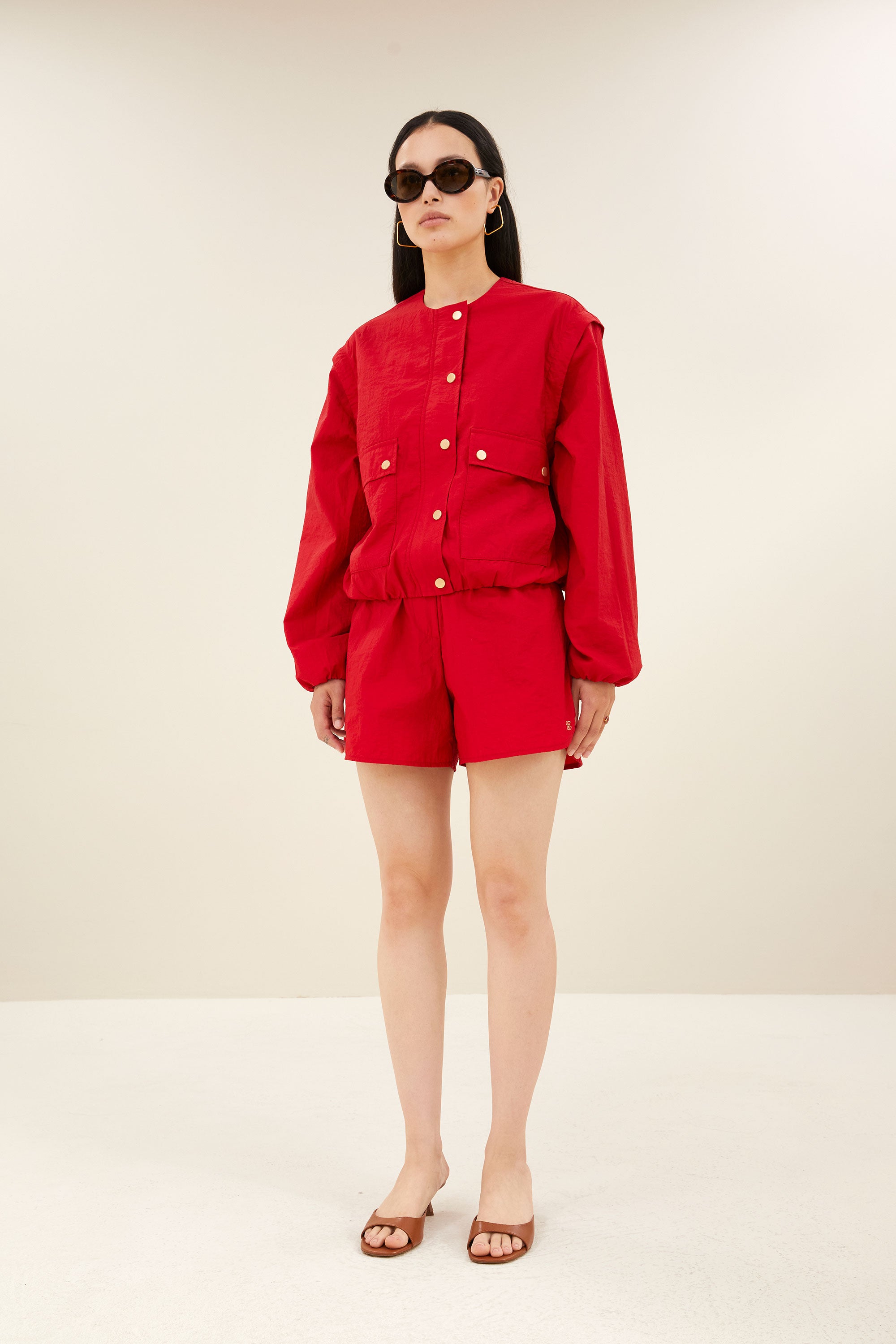 maggie zip jacket | red