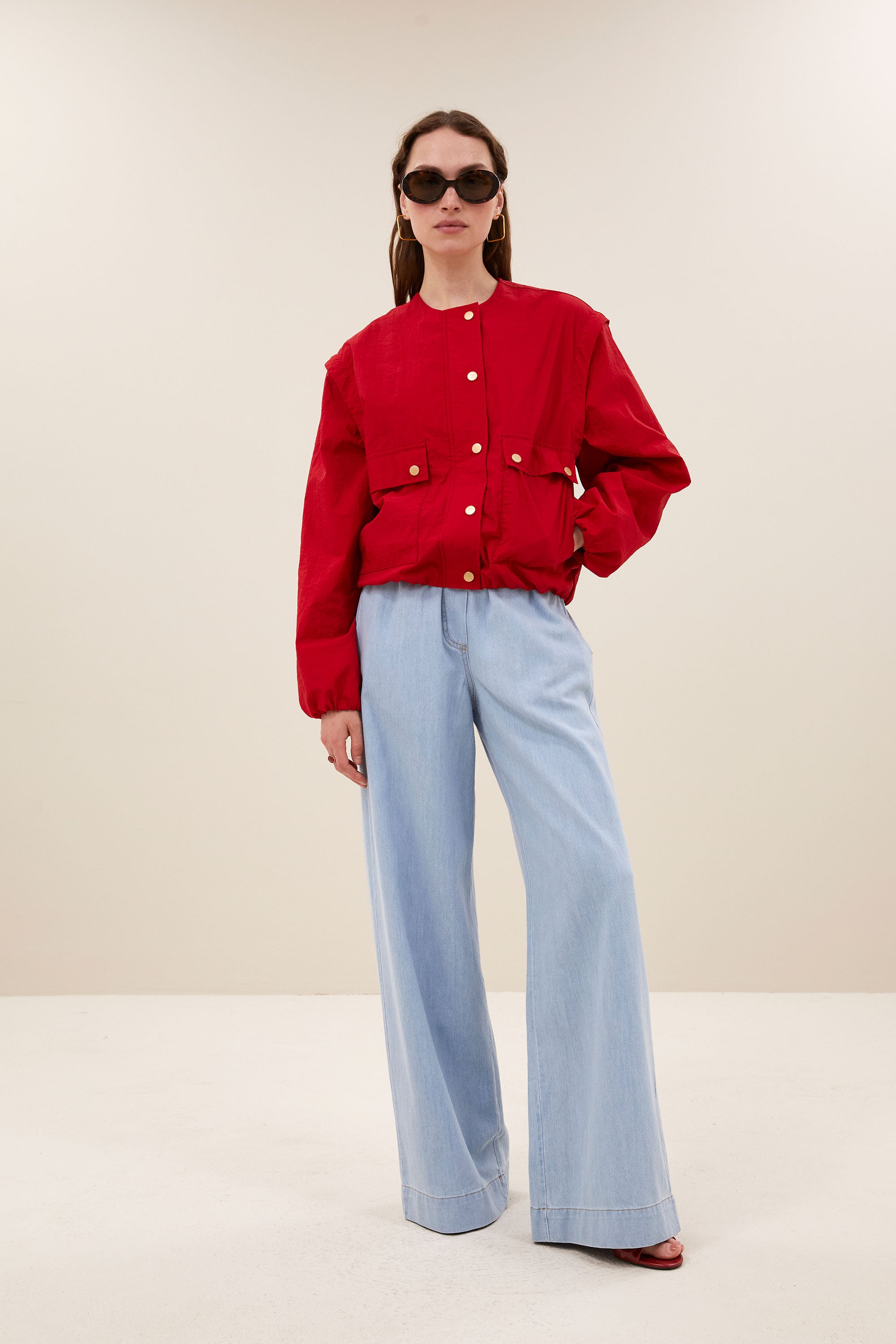 maggie zip jacket | red