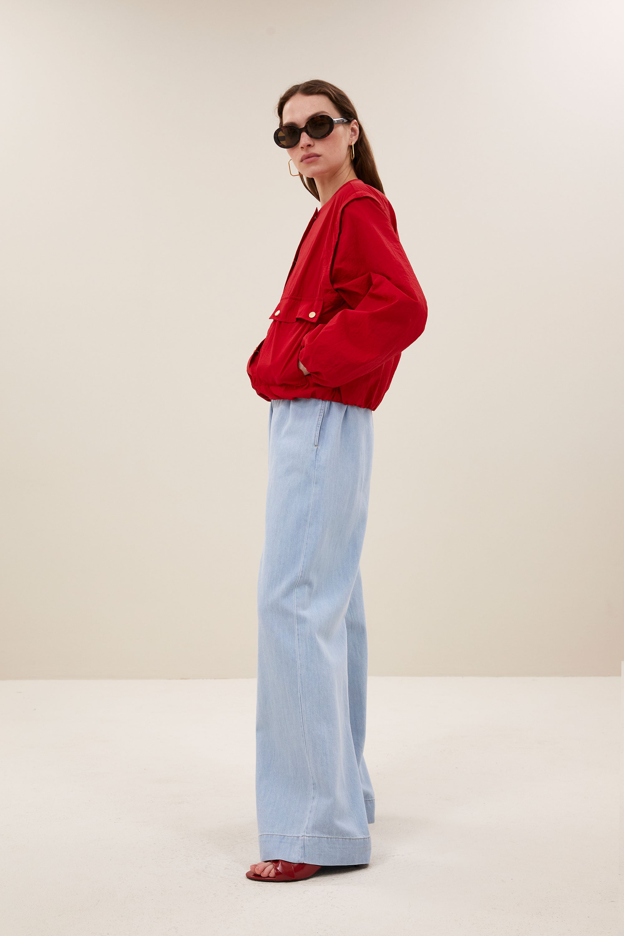 maggie zip jacket | red