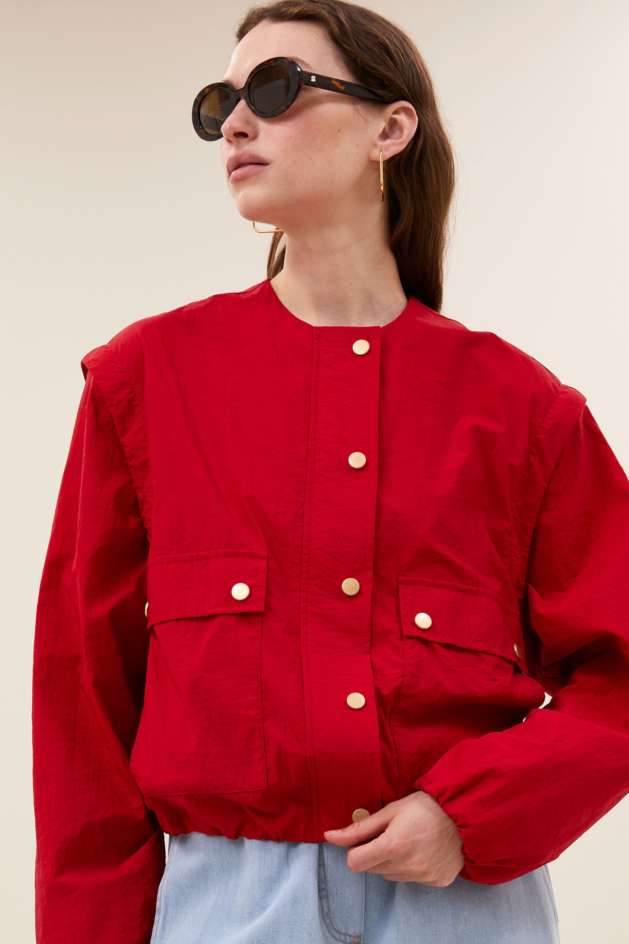 maggie zip jacket | red