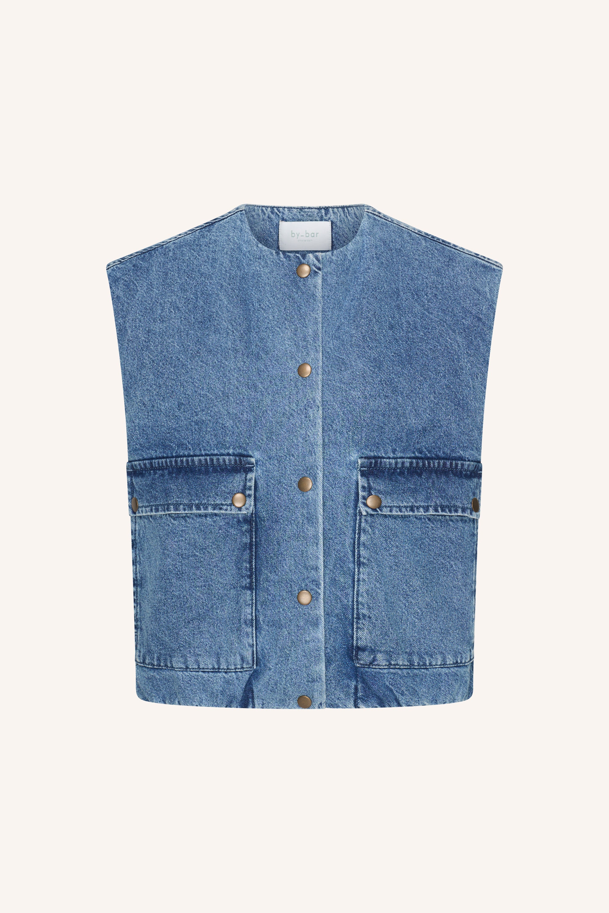 Maggie denim sleeveless jacket | mid denim