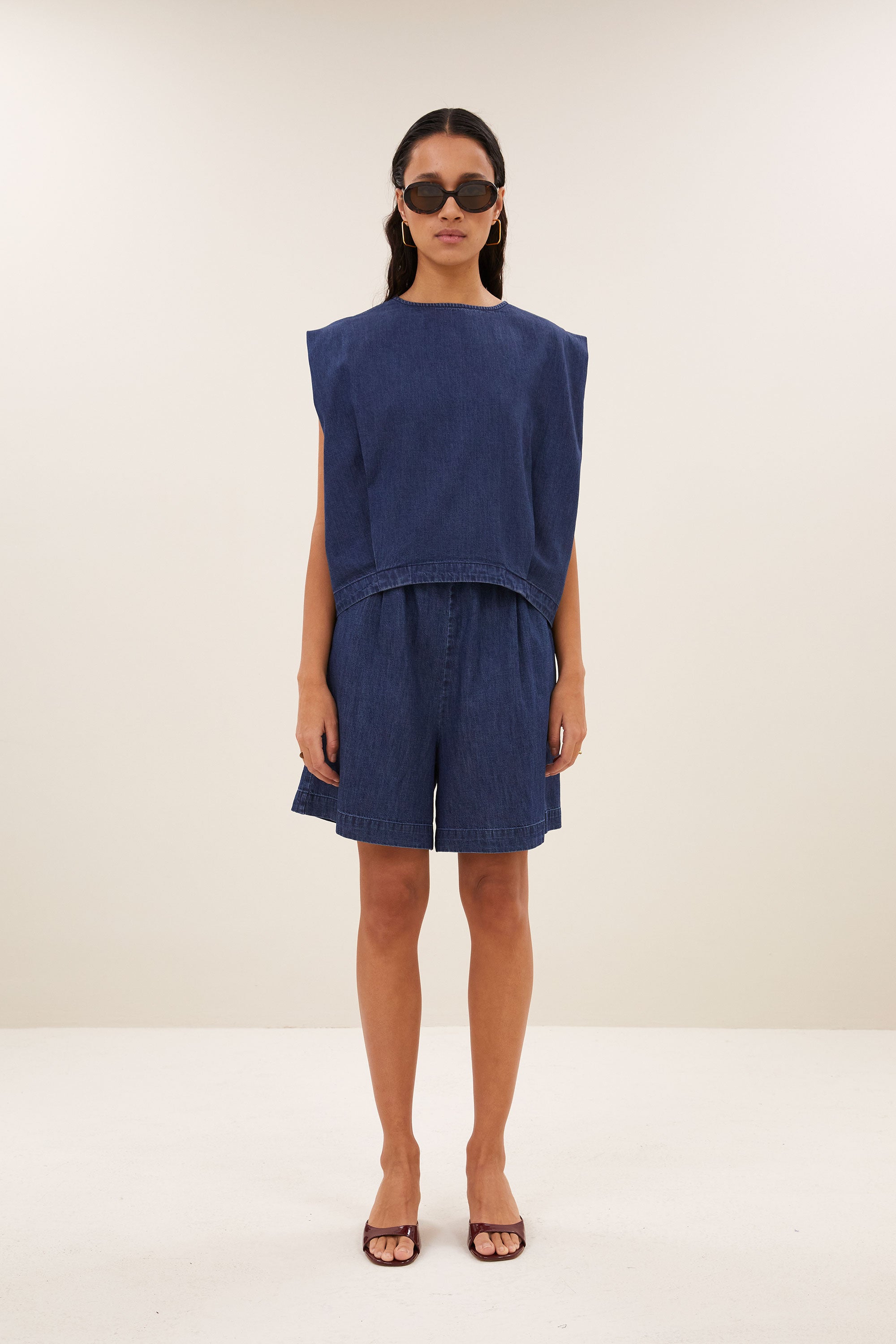 ginza denim top | dark denim