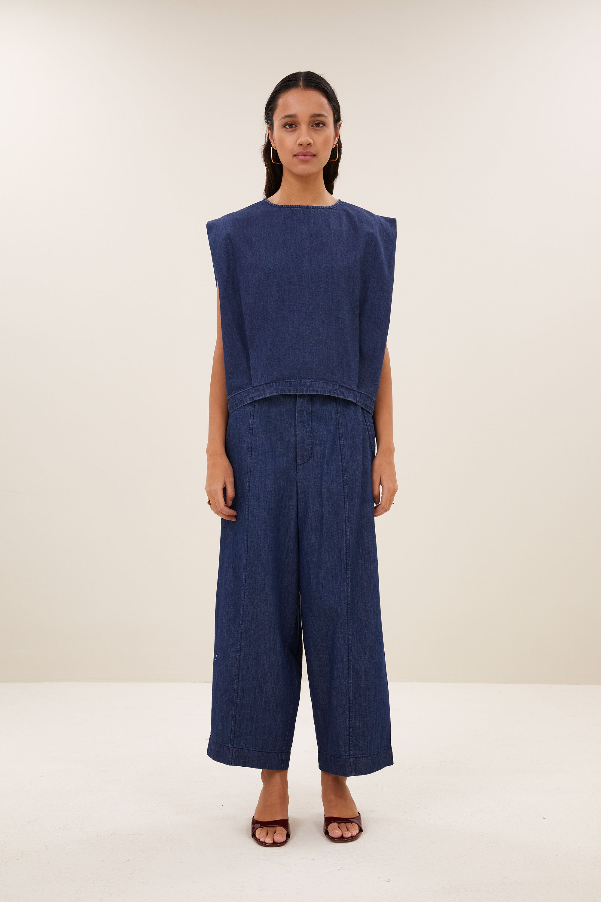 ginza denim top | dark denim