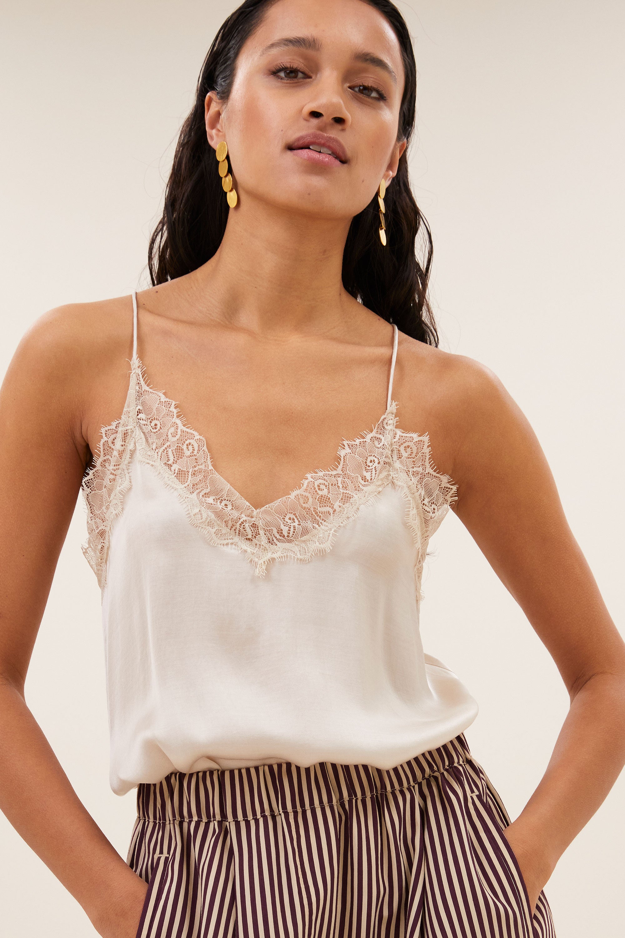 pia satin top | chalk