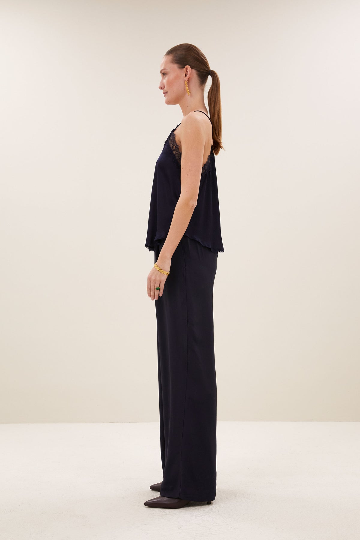 pia satin top | captain blue