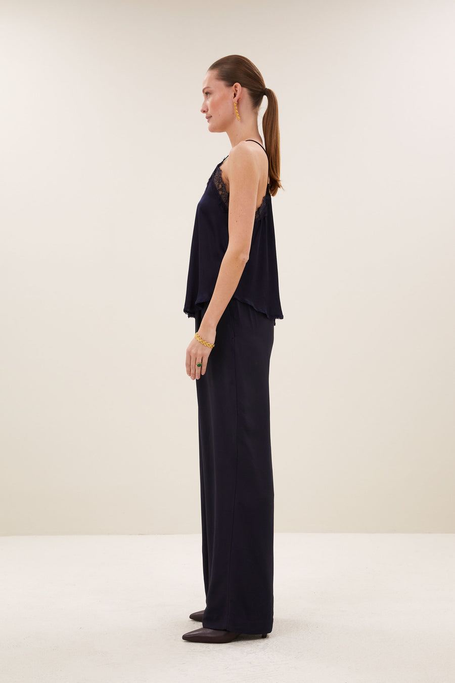 pia satin top | captain blue