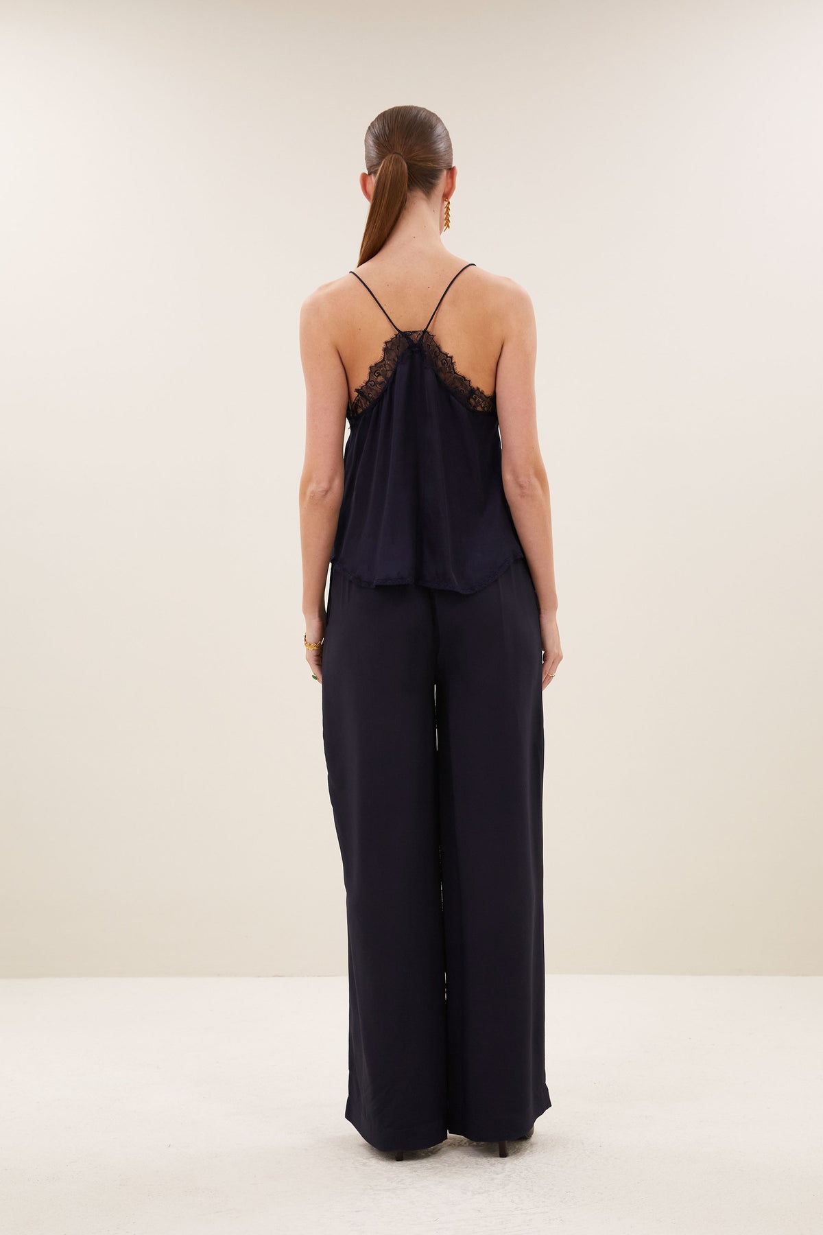 pia satin top | captain blue