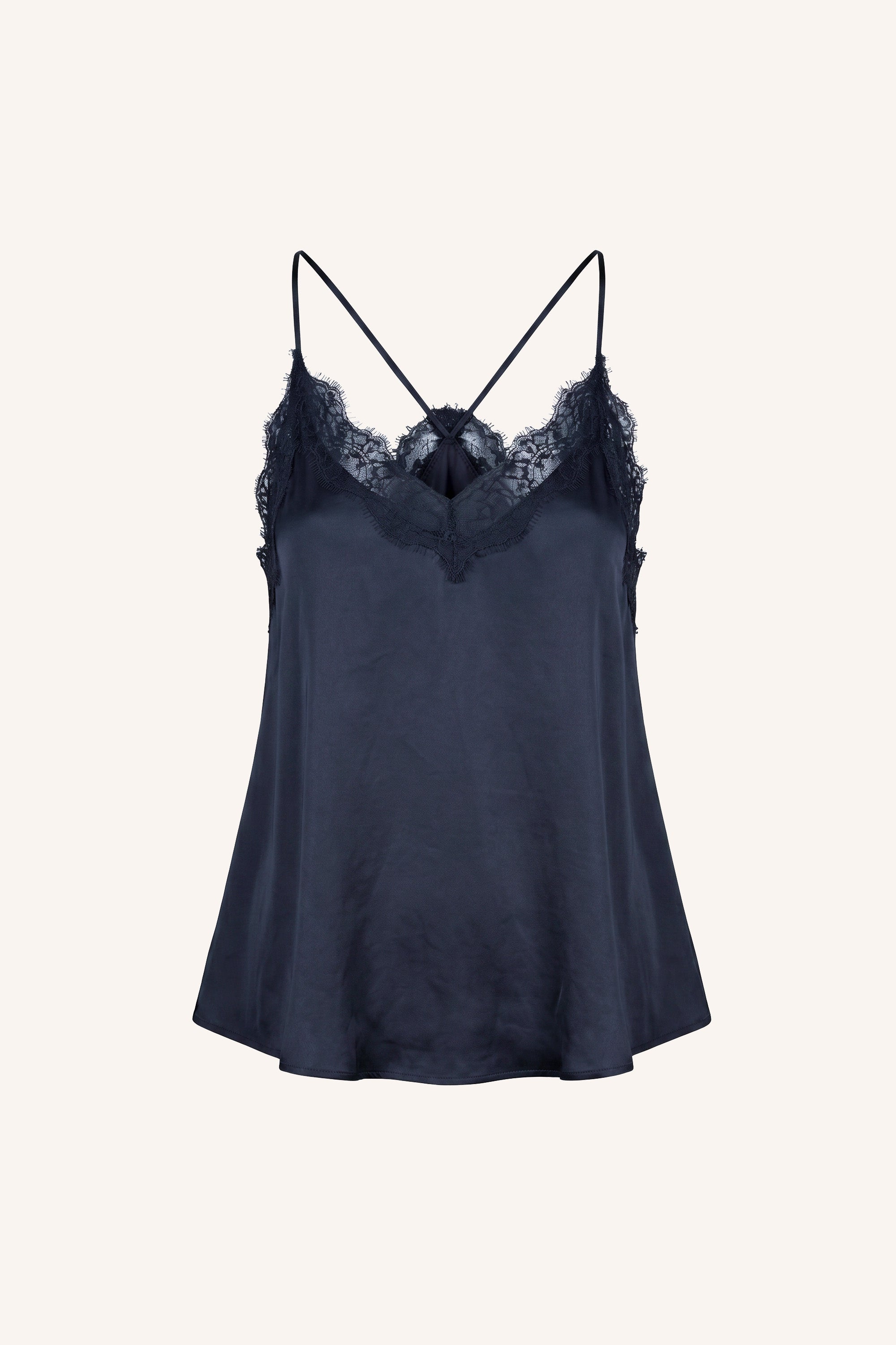 pia satin top | captain blue