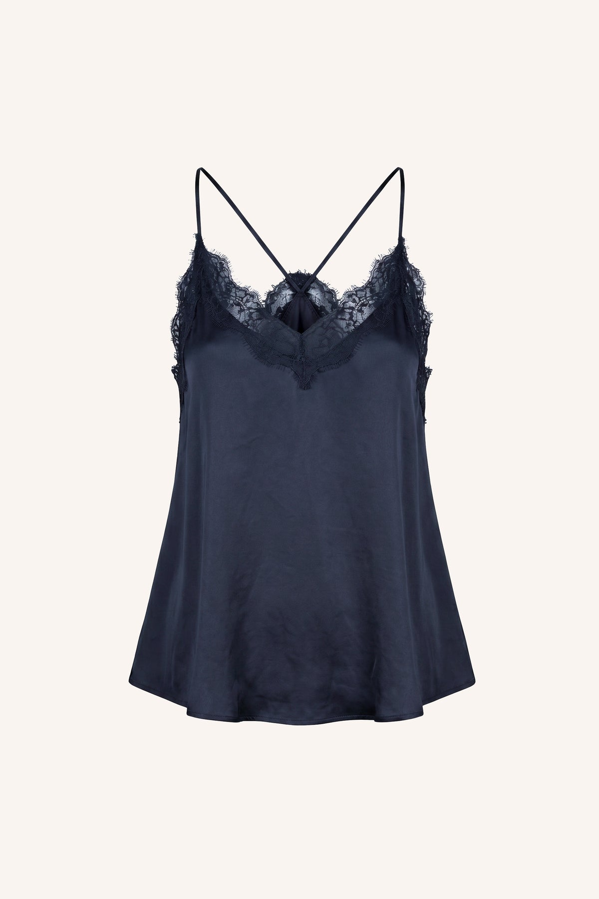 pia satin top | captain blue
