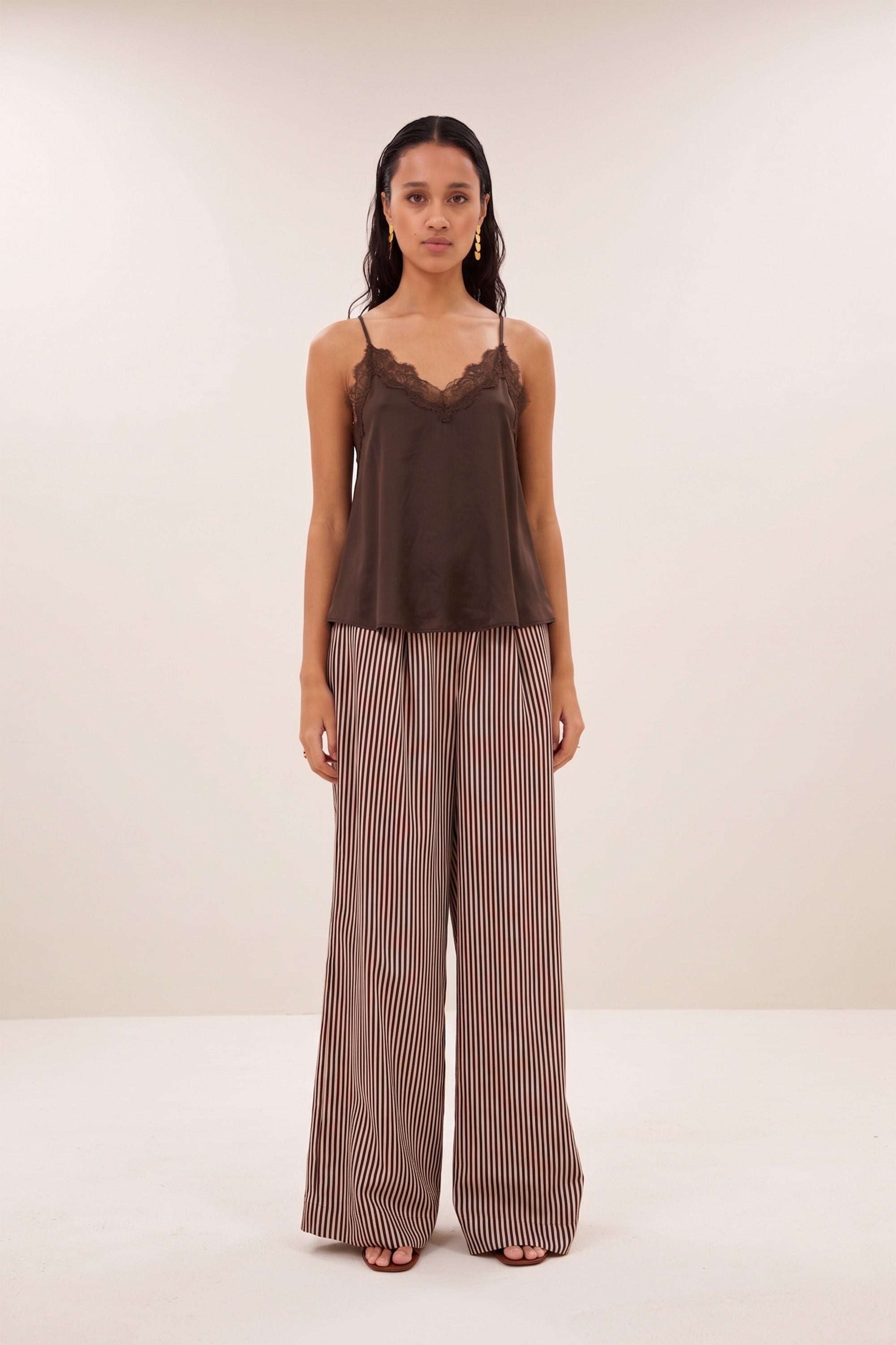 pia satin top | espresso