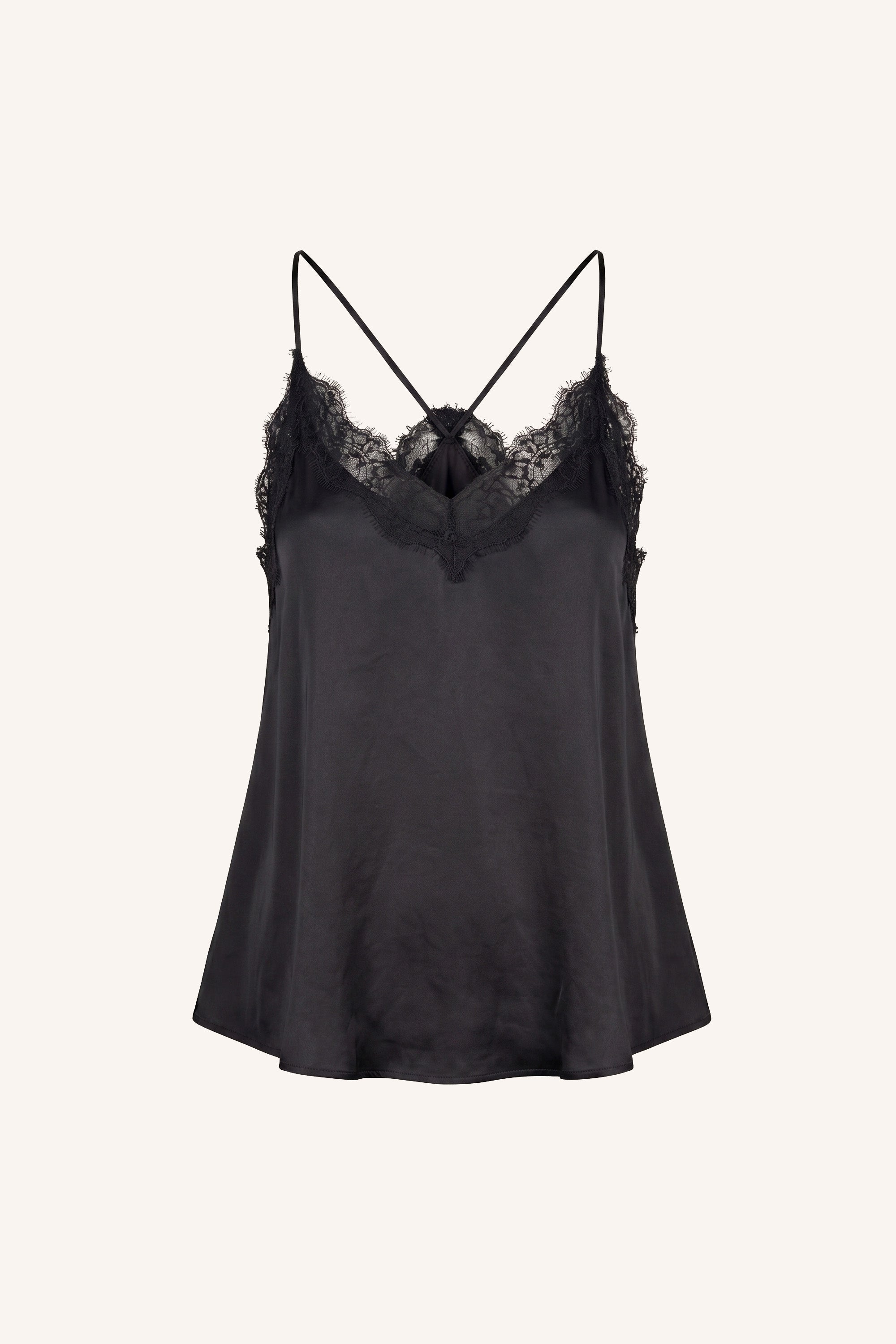 pia satin top | black